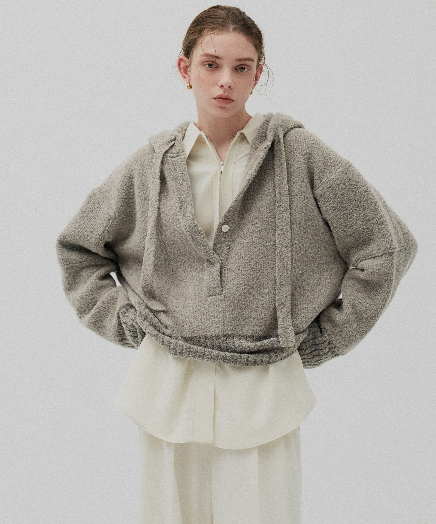 ジップアップオーバーシャツ