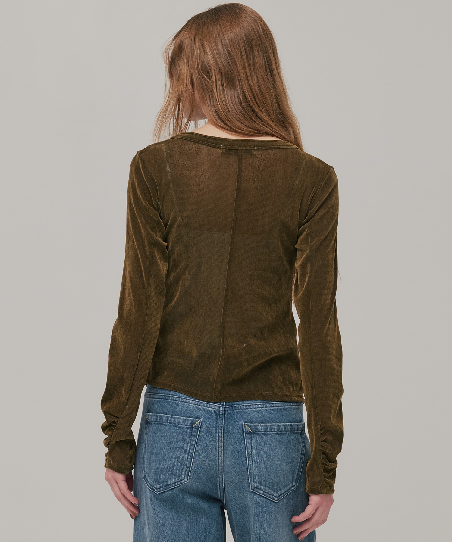 〈残りわずか〉シャーリングベロアチュールスリットTOP