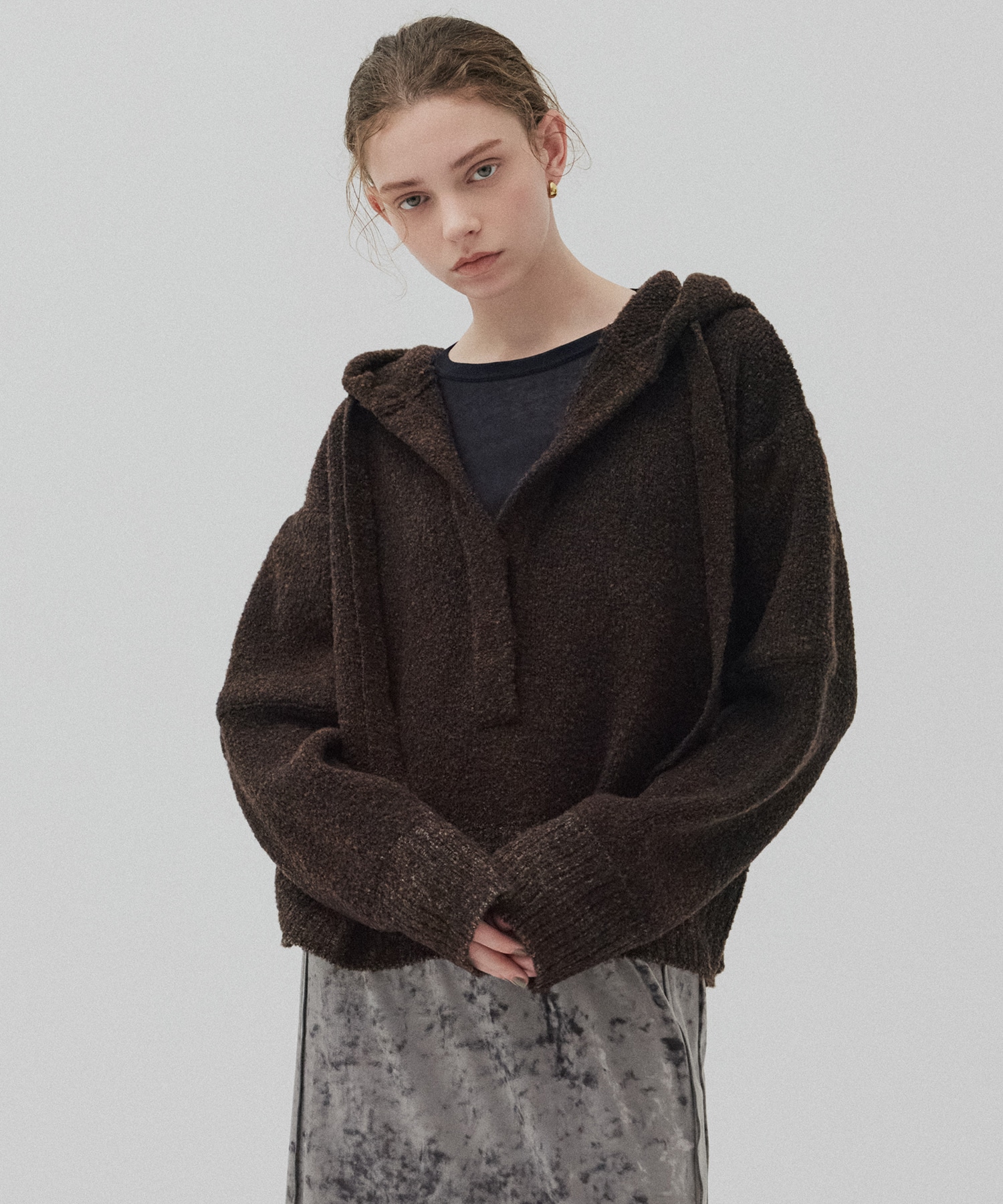 ルーズニットフーディ