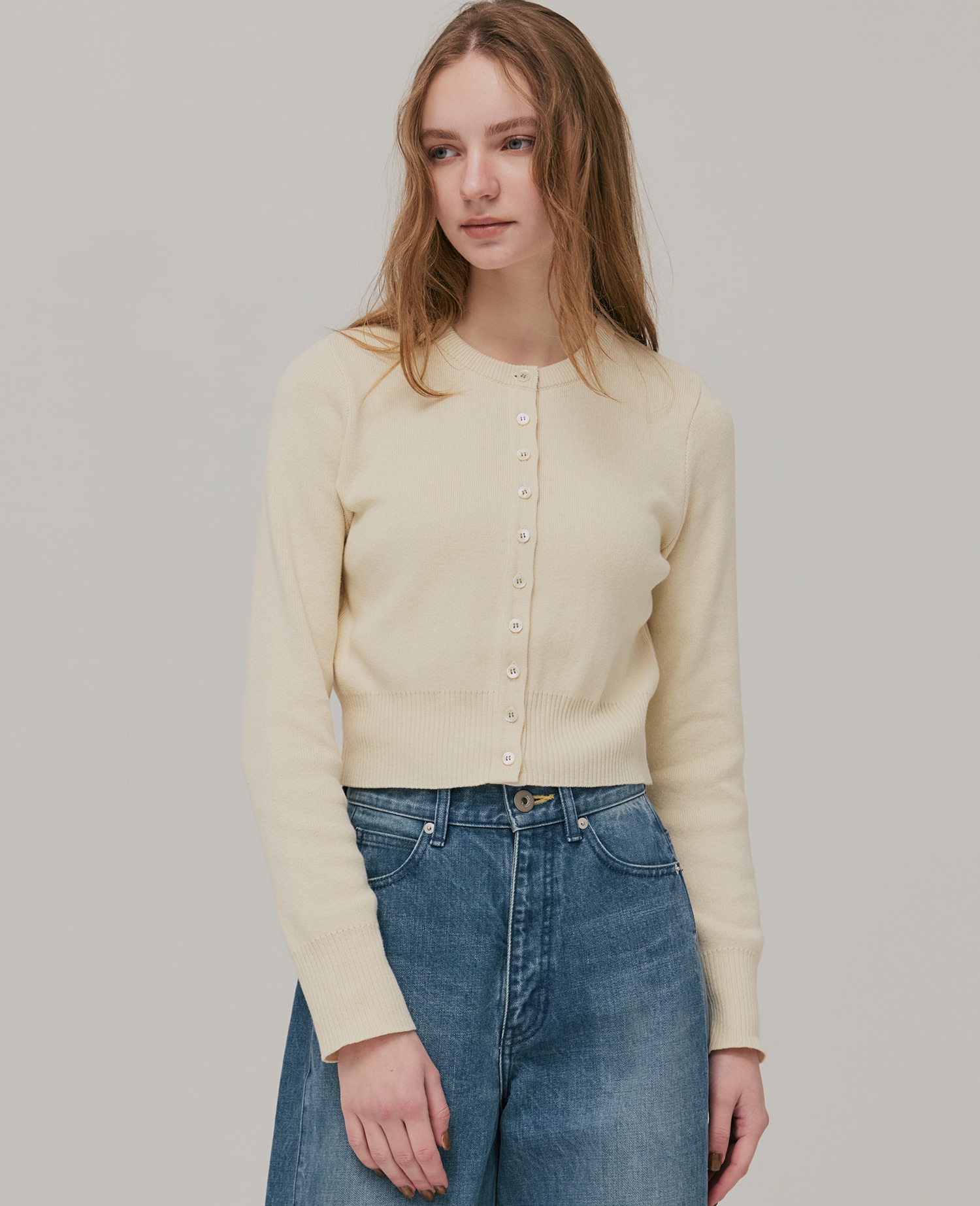 〈残りわずか〉コットンカシミヤクルーカーデ