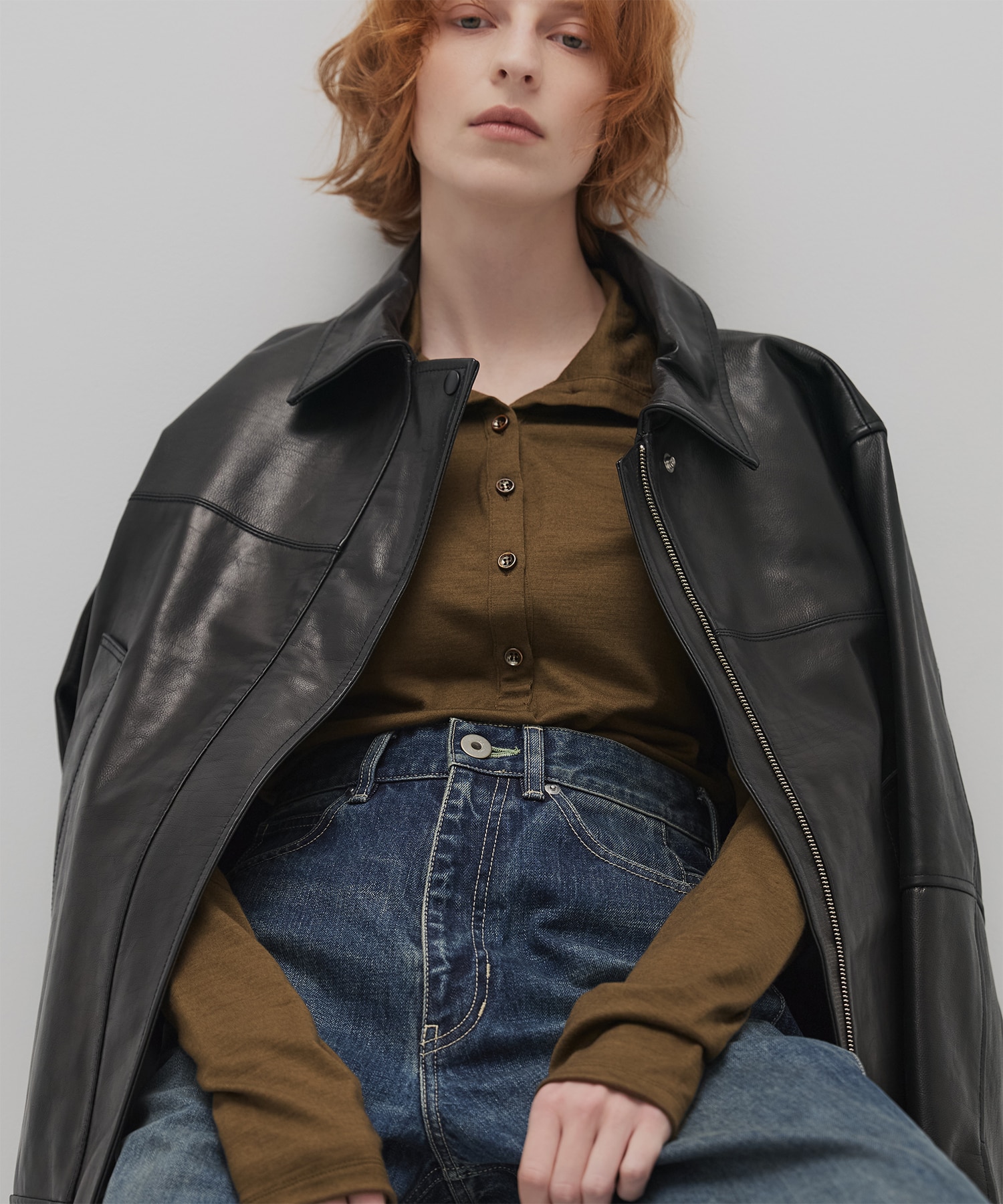 Super100 ヘンリーネックトップス