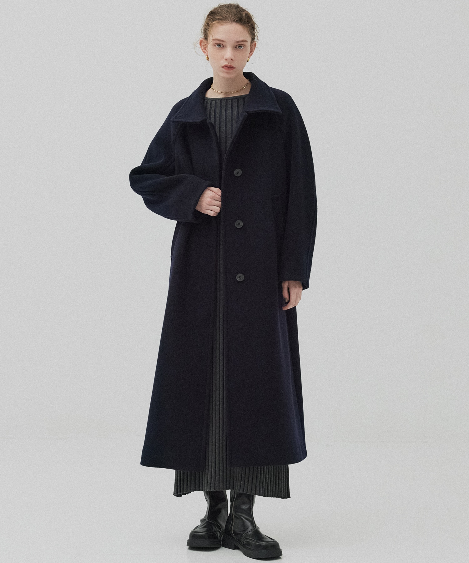 フレアリブニットワンピース