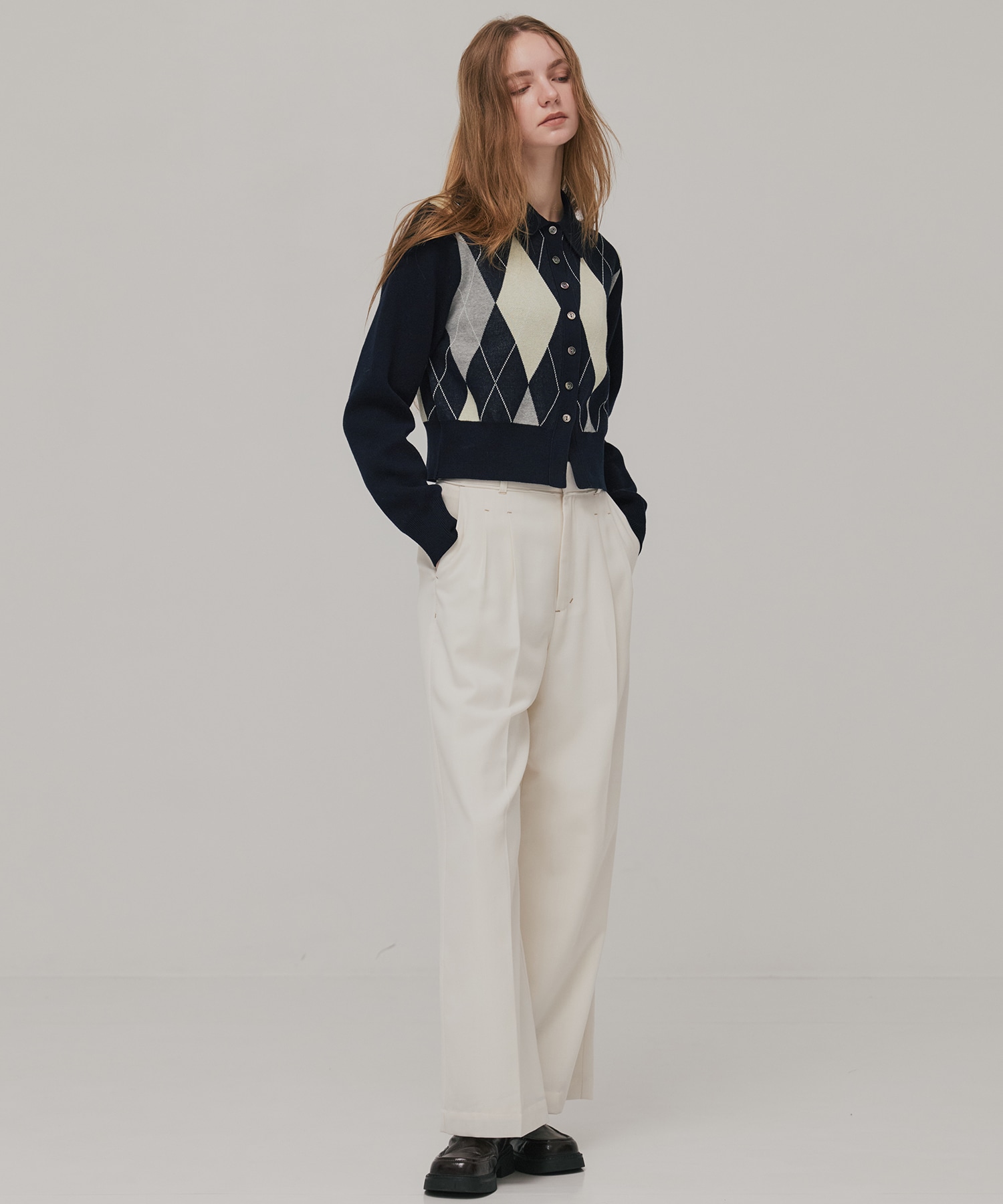 アーガイルショートカーディガン