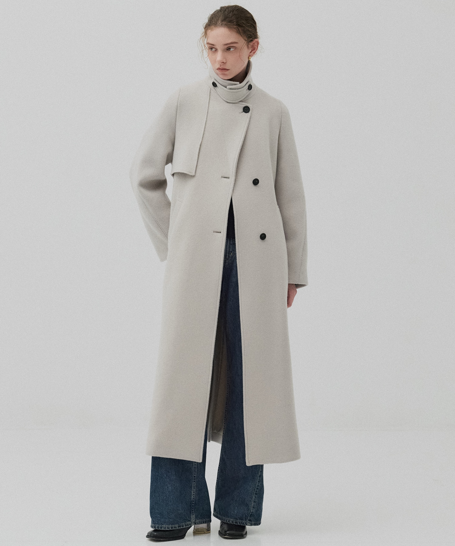 SUPER140アシメオーバーヨークコート