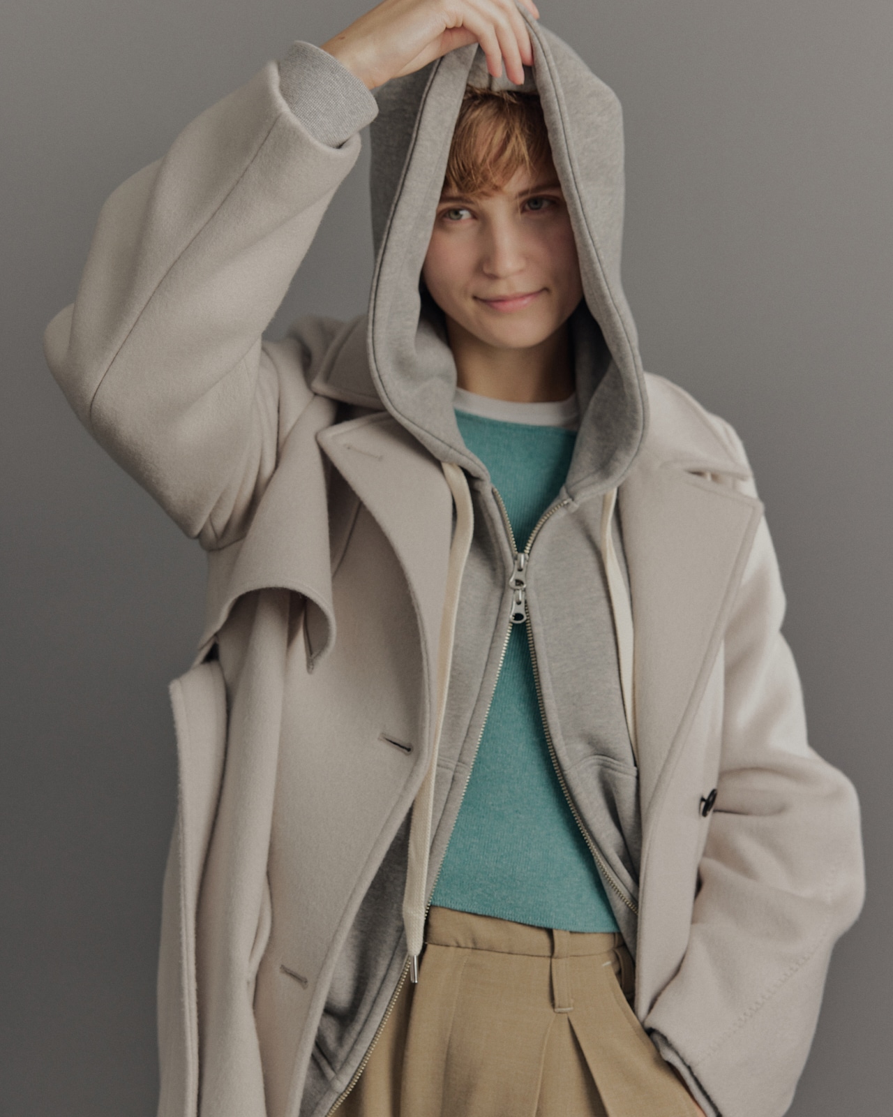 SUPER140アシメオーバーヨークコート