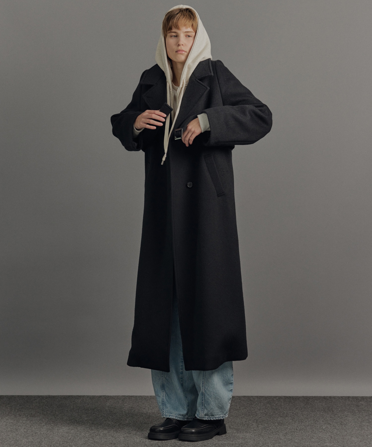 SUPER140アシメオーバーヨークコート