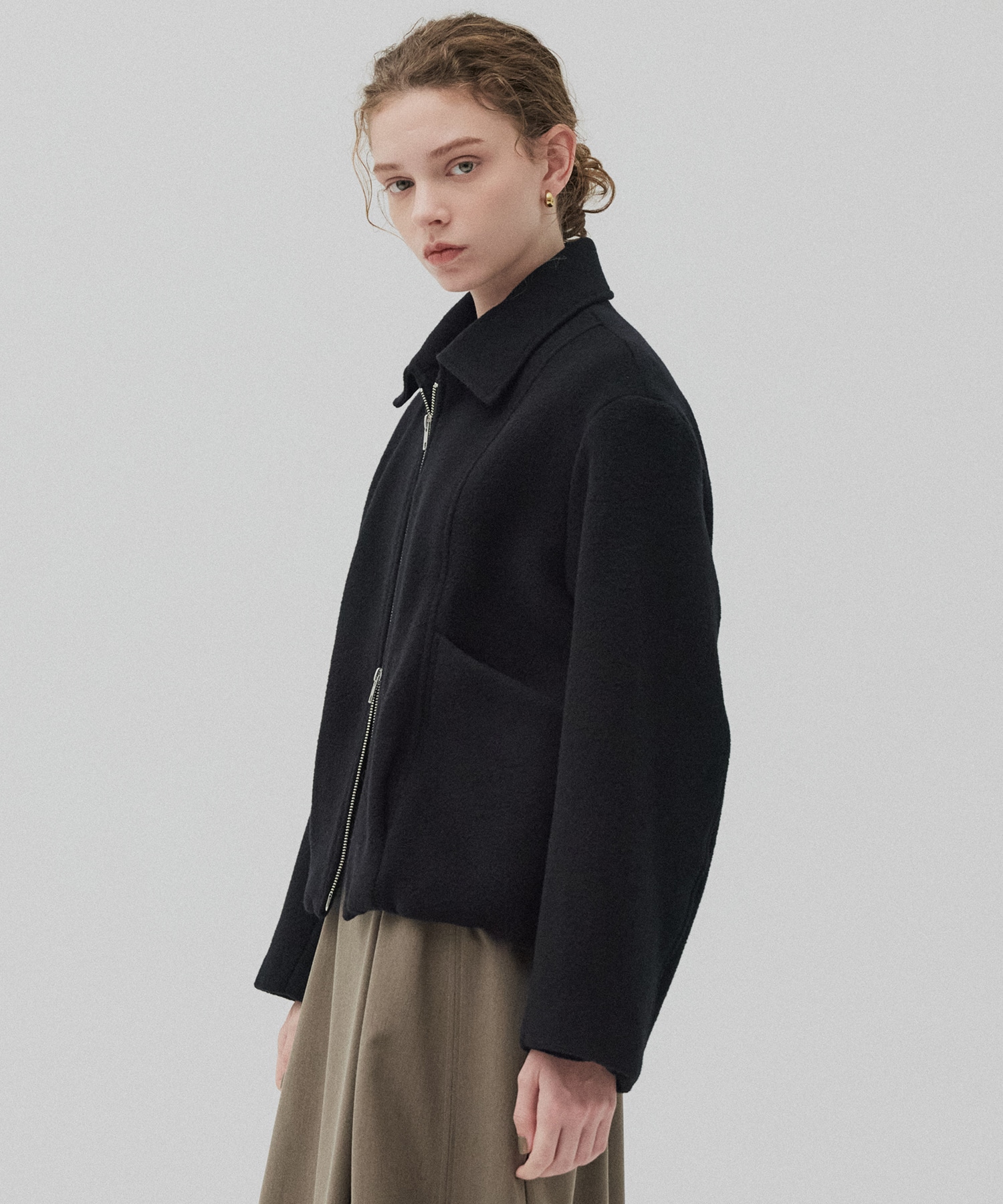 【再入荷】ウールジップタックショートコート