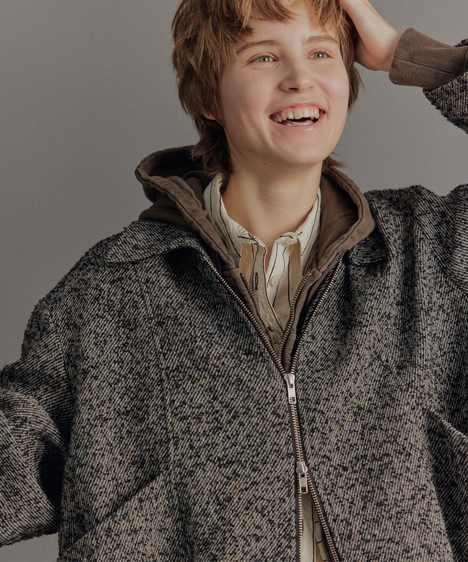 ウールジップタックショートコート