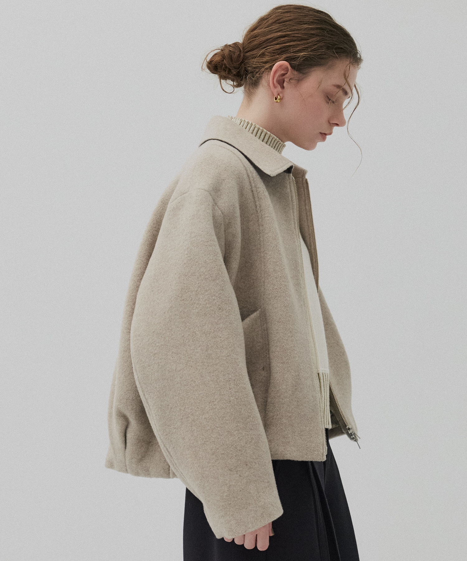 【再入荷】ウールジップタックショートコート