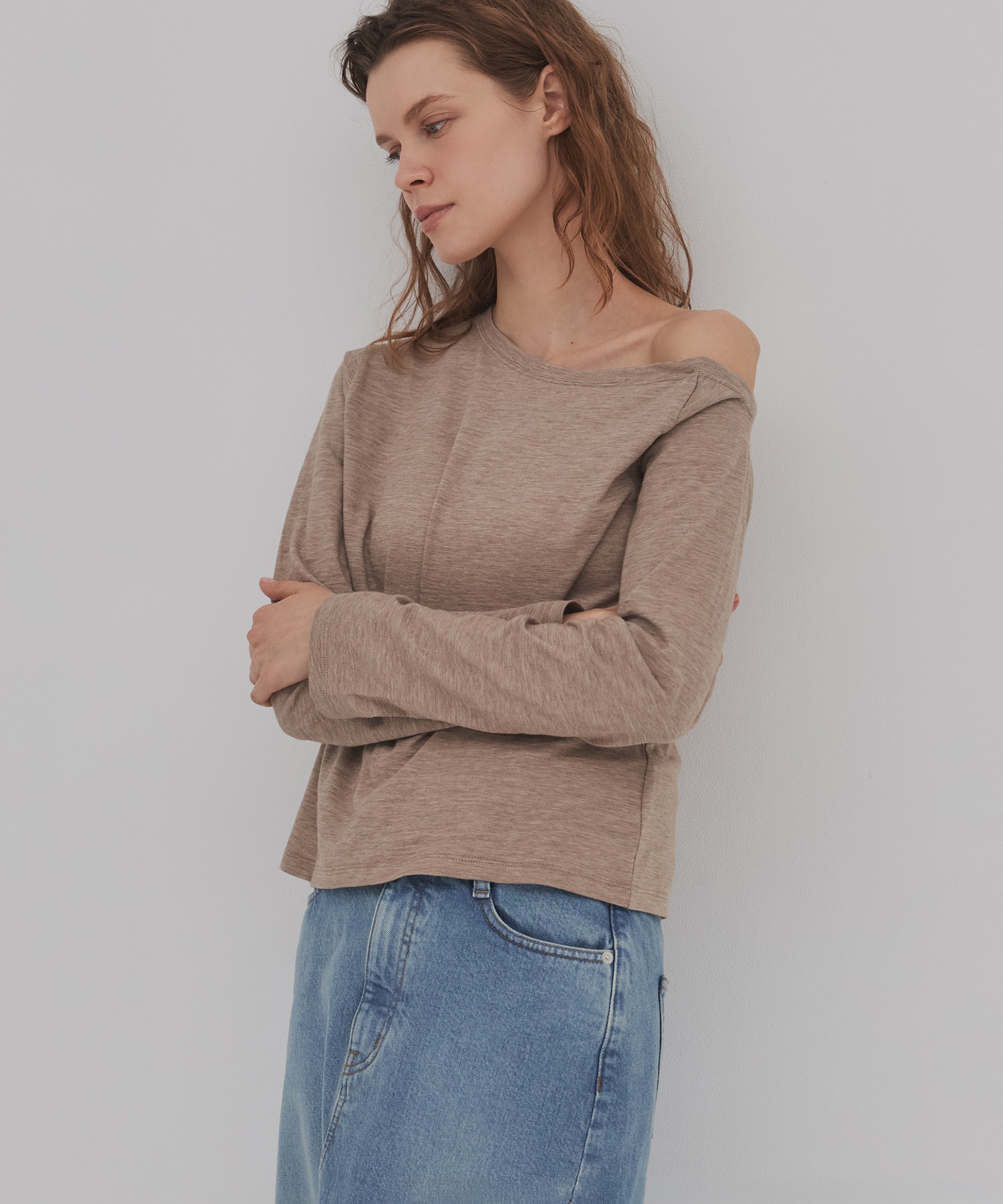 メランジワンショルダーTEE