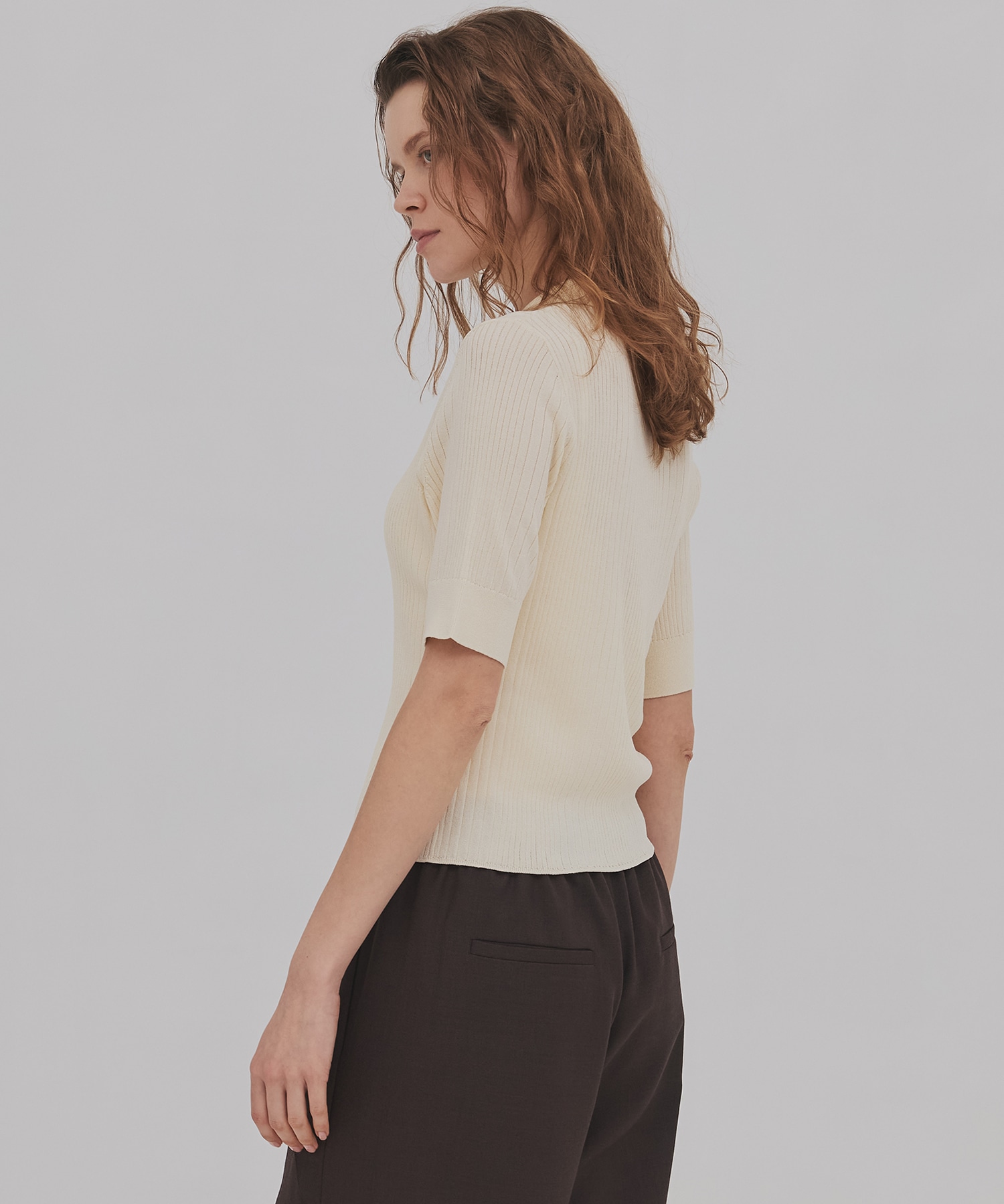 スムースリブニットポロ