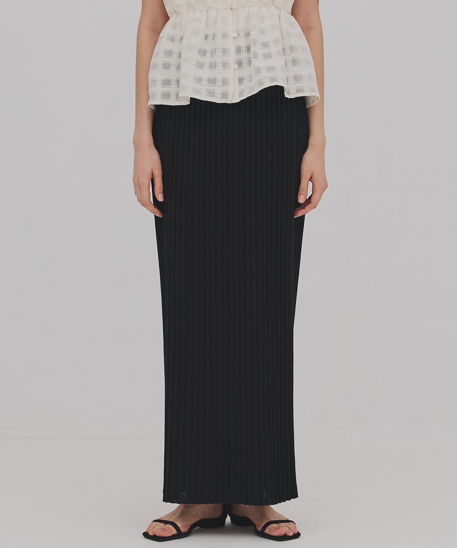 プリーツリブニットタイトスカート