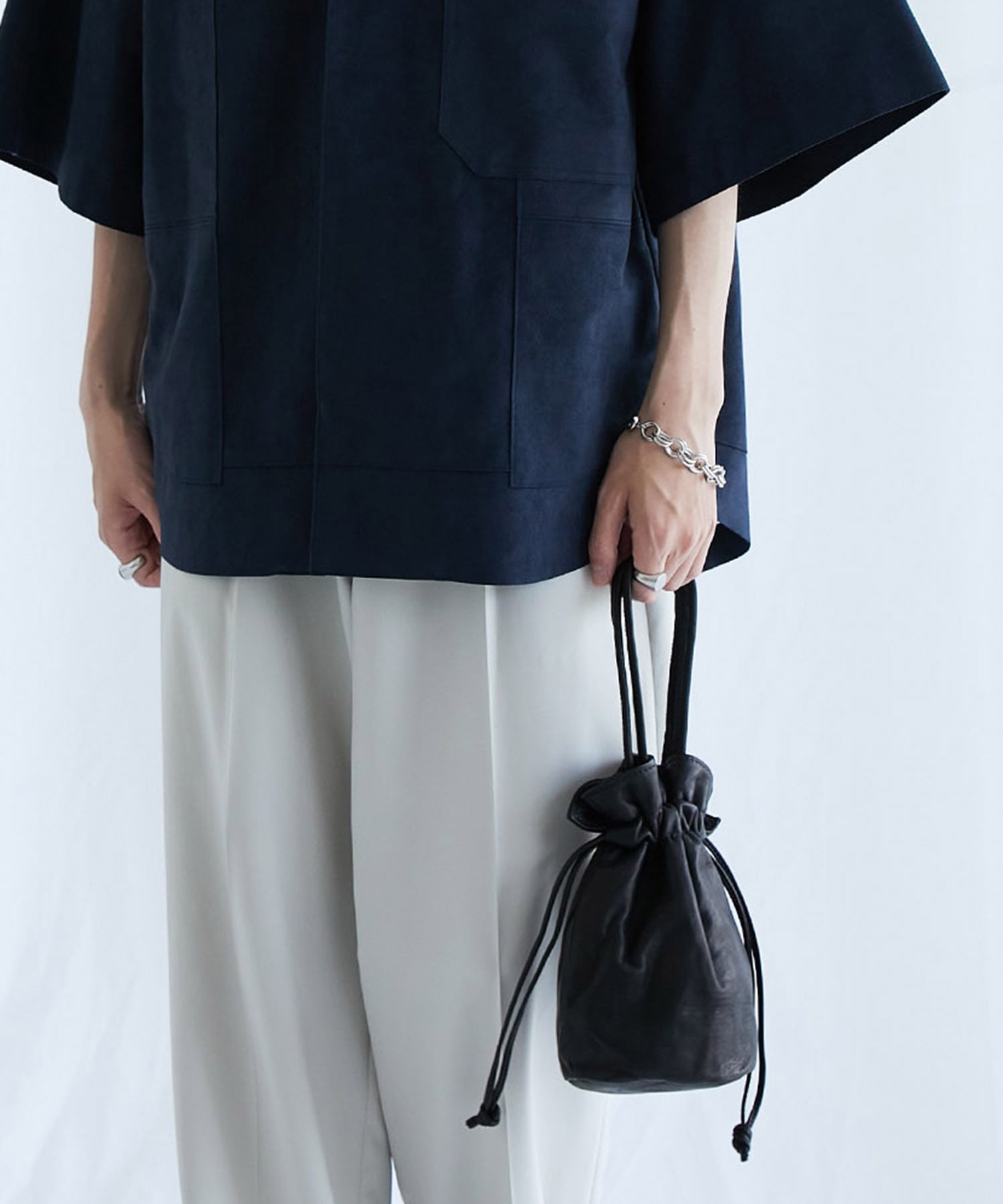 革製品 作家 Tokizaki さん 10角 BAG 巾着 バッグ - ショルダーバッグ