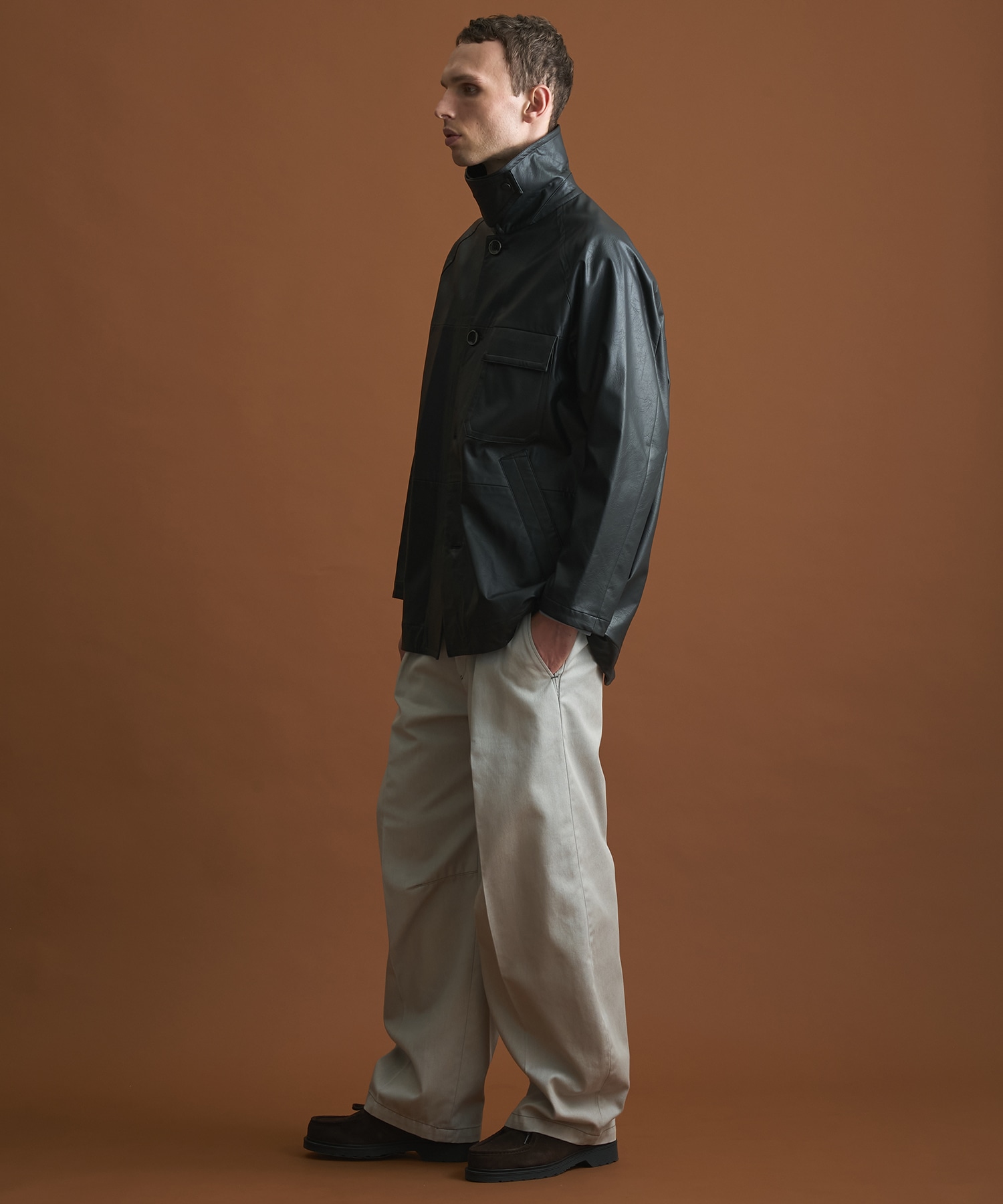 ヴィンテージフェイクレザーカーコート