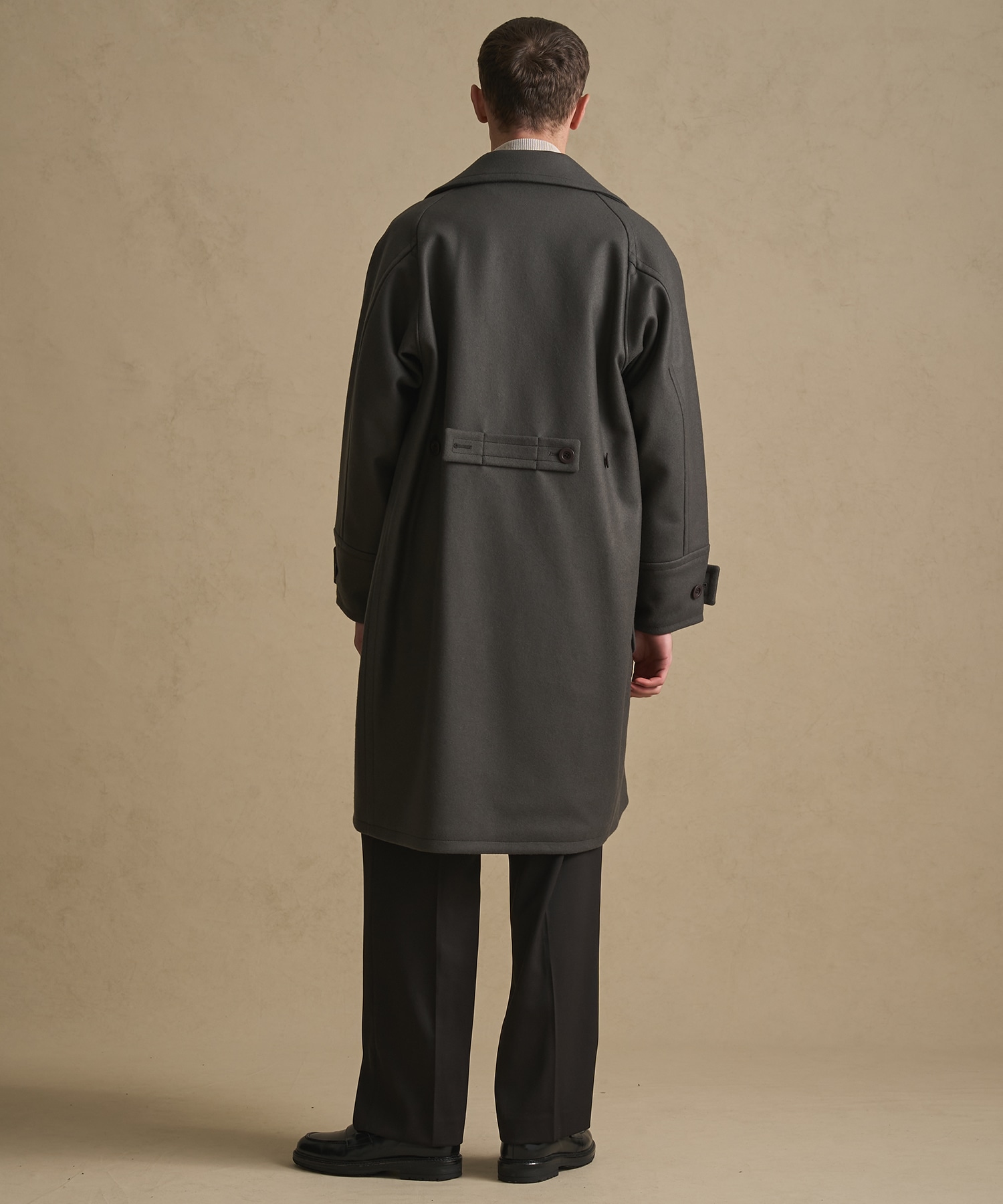 Super140s メルトンラップスタンドPコート(1 DARK GREY): : メンズ