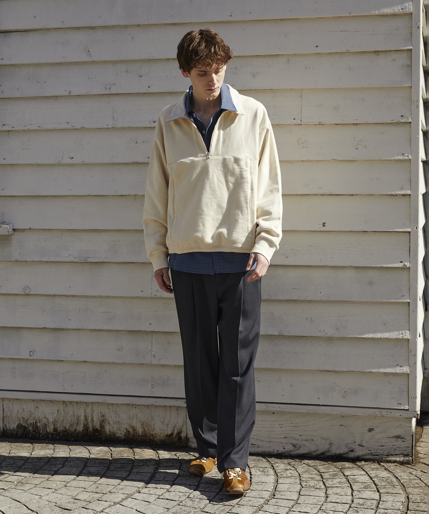 スタンドハーフジップスウェット