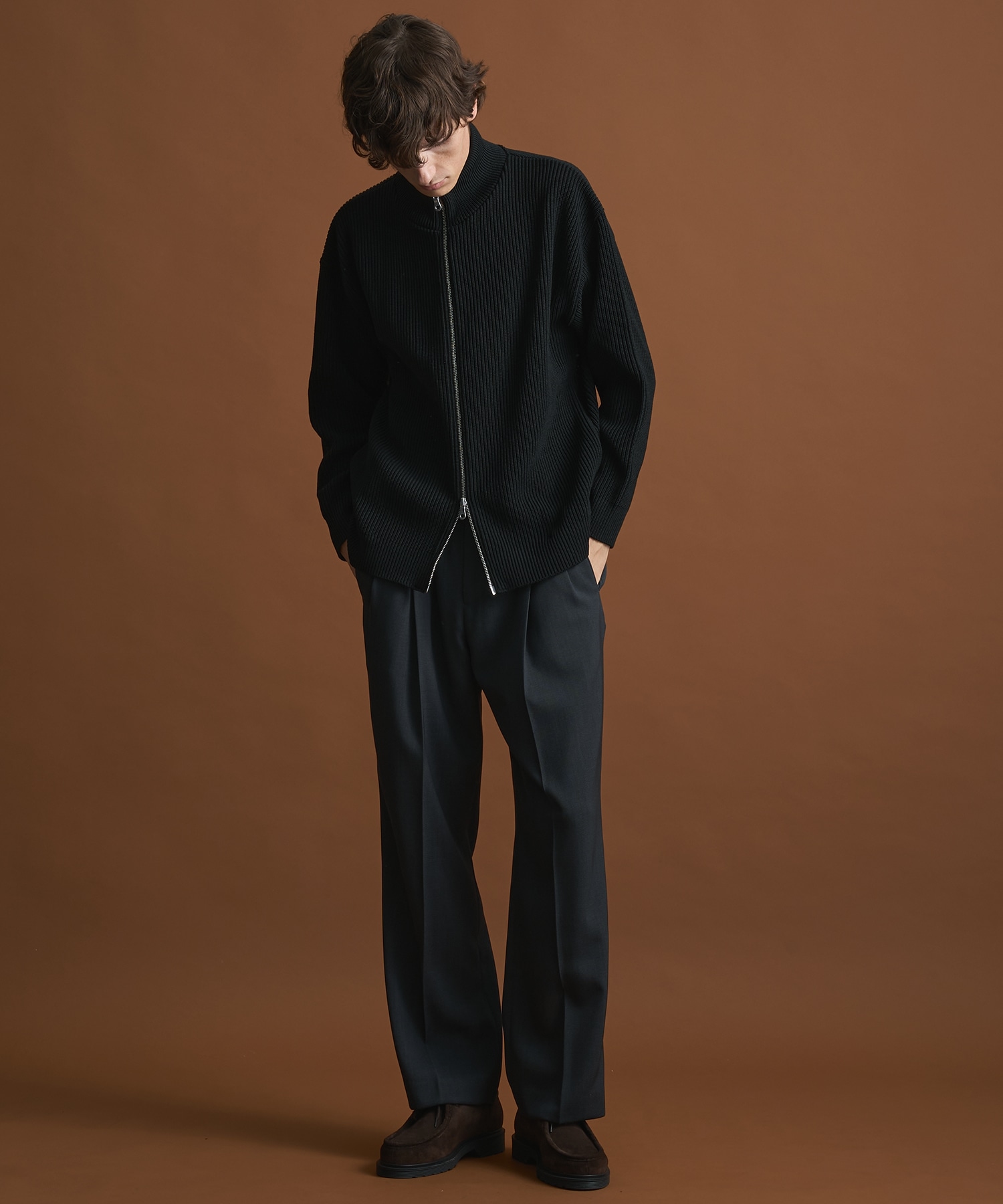 バウンドウールライトドライバーズニット(1 BLACK): : メンズ｜PUBLIC