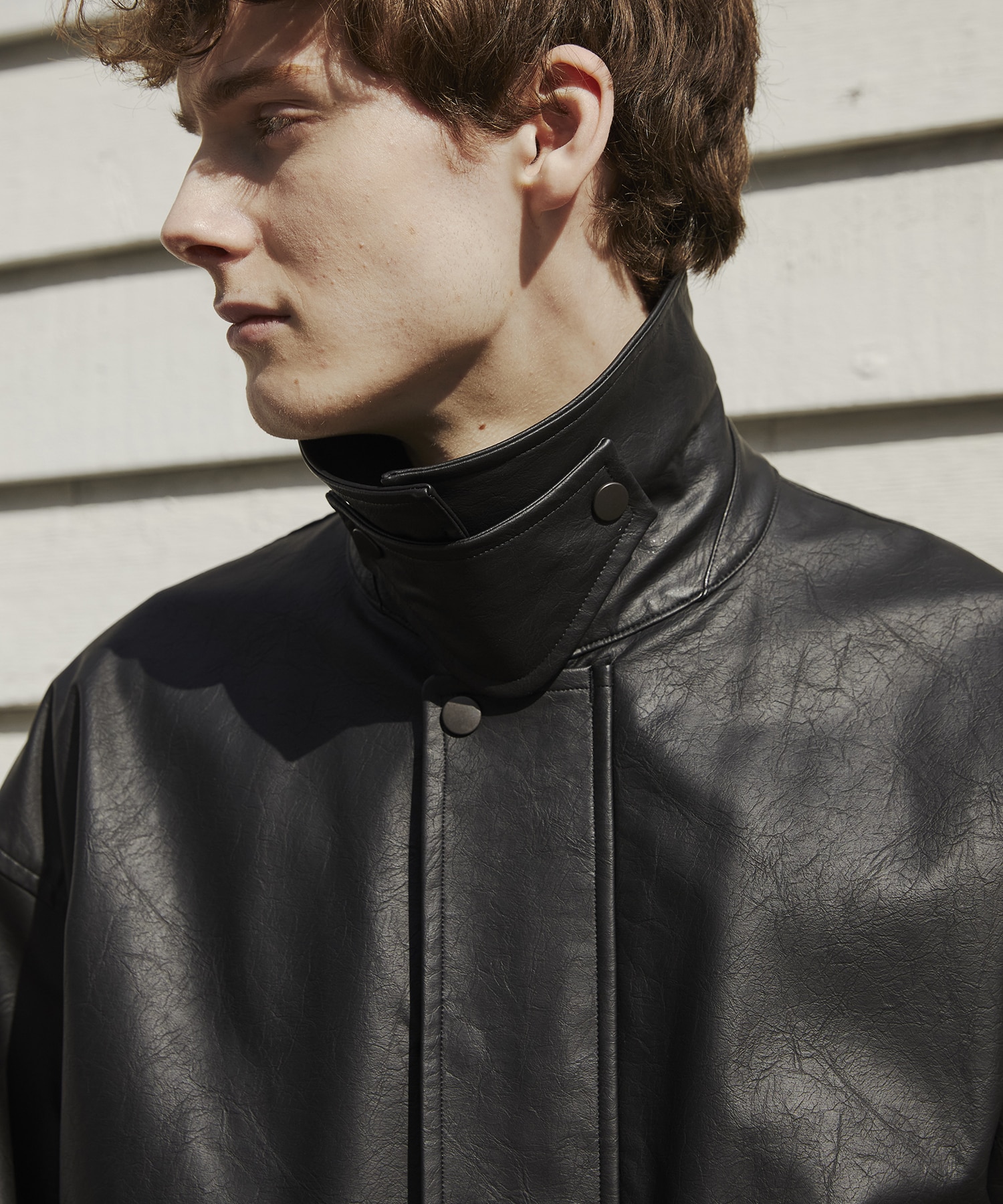 ヴィンテージフェイクレザーブルゾン(1 BLACK): : メンズ｜PUBLIC