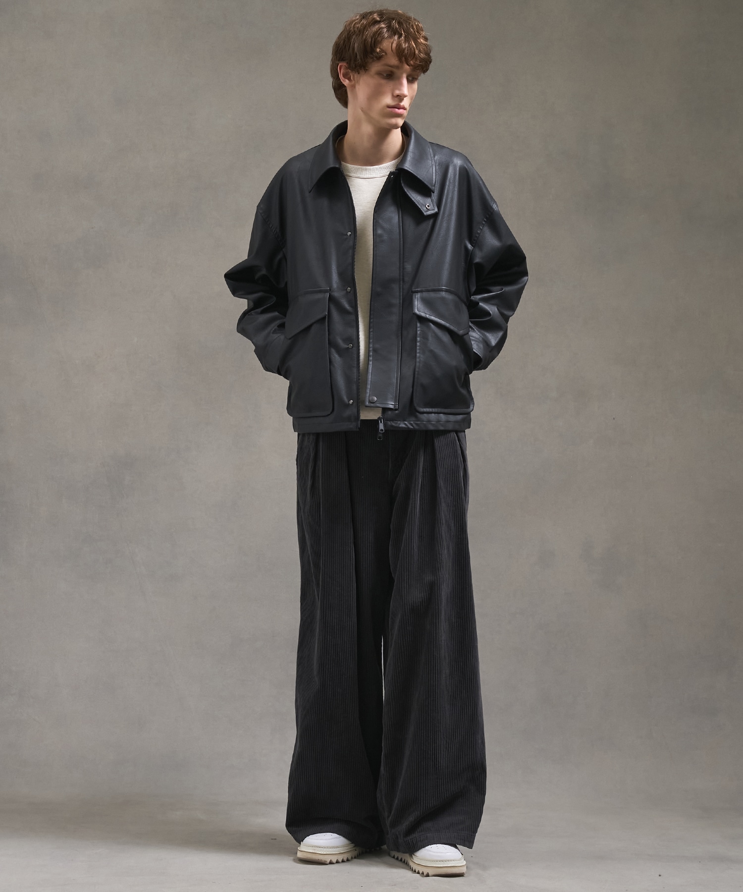 ヴィンテージフェイクレザーブルゾン