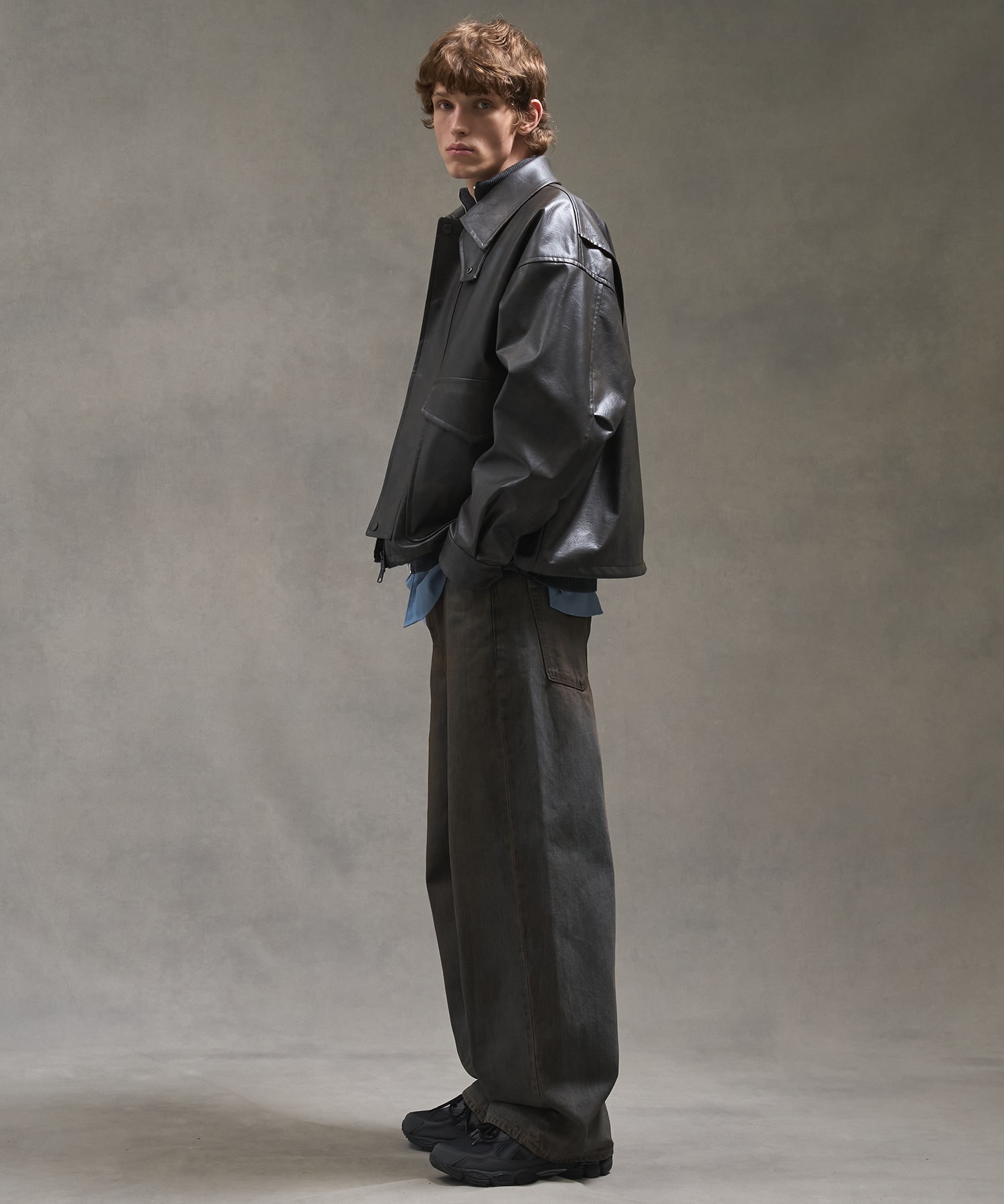 ヴィンテージフェイクレザーブルゾン