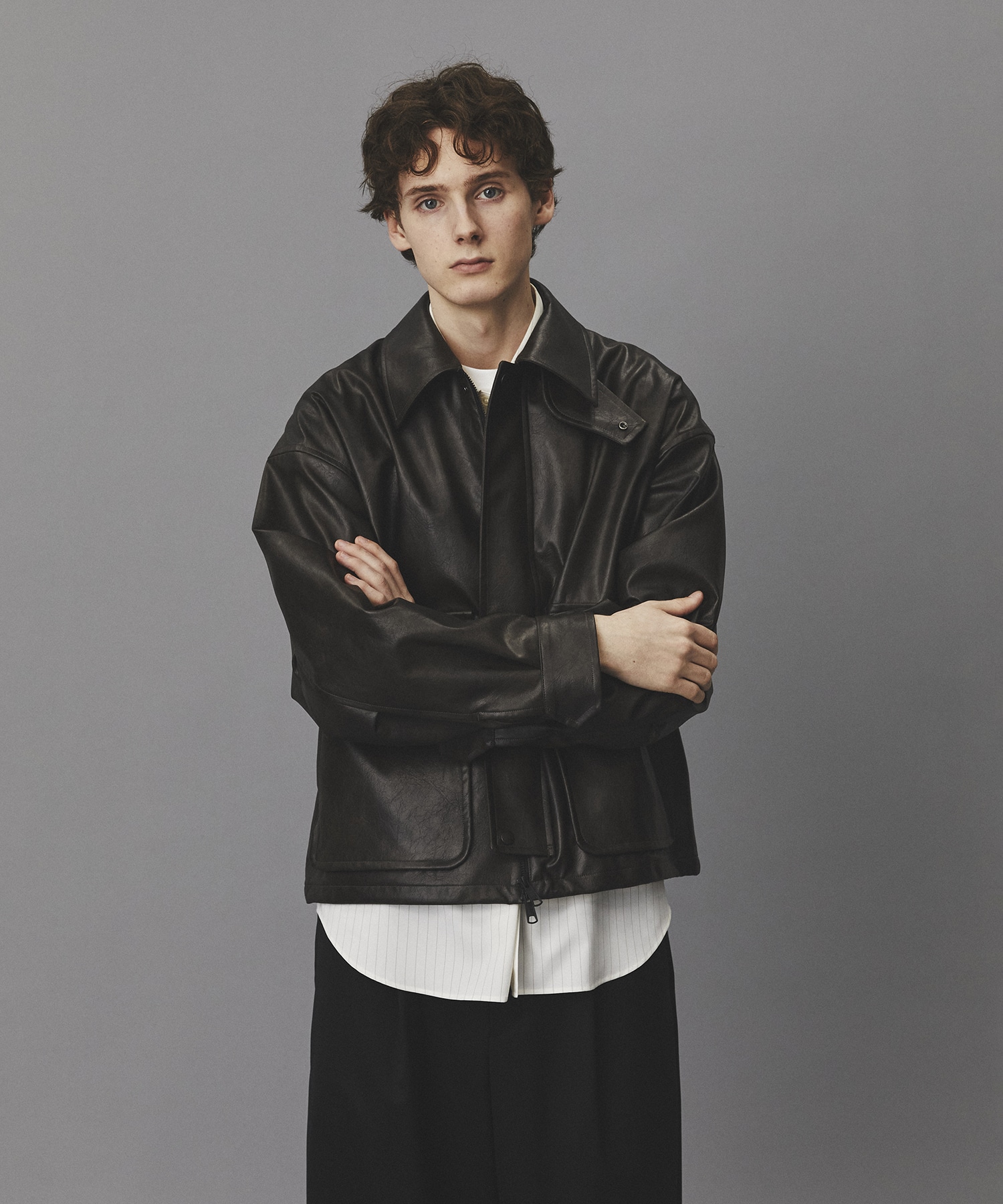 ヴィンテージフェイクレザーブルゾン