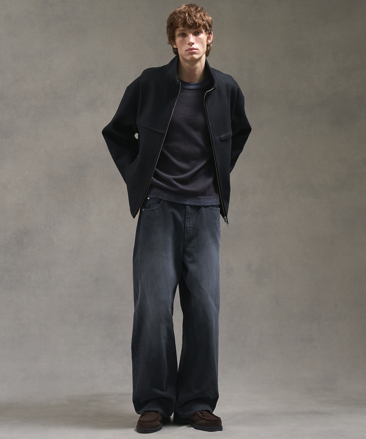 Super140s メルトンスタンドジップブルゾン