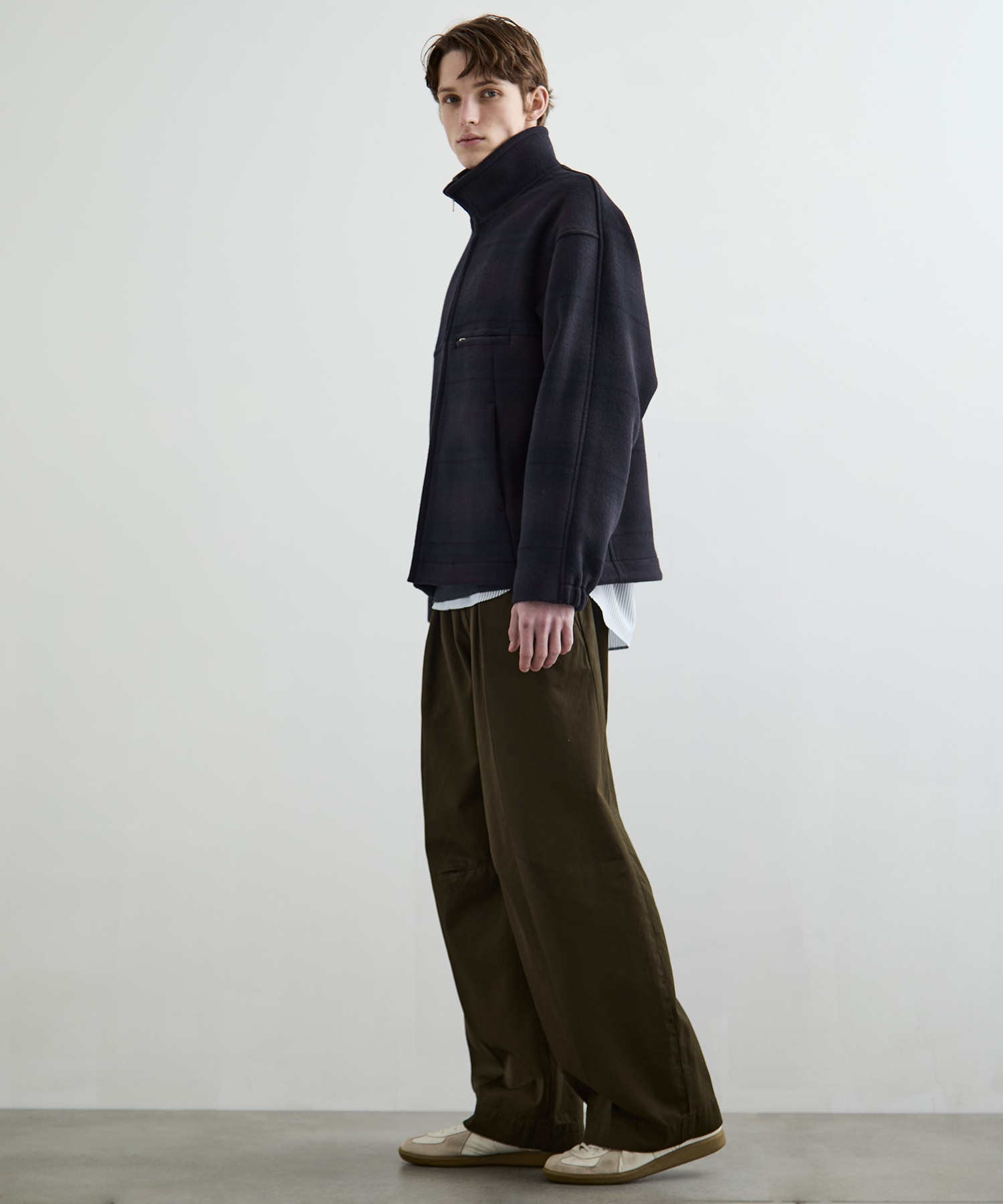 Super140s メルトンスタンドジップブルゾン