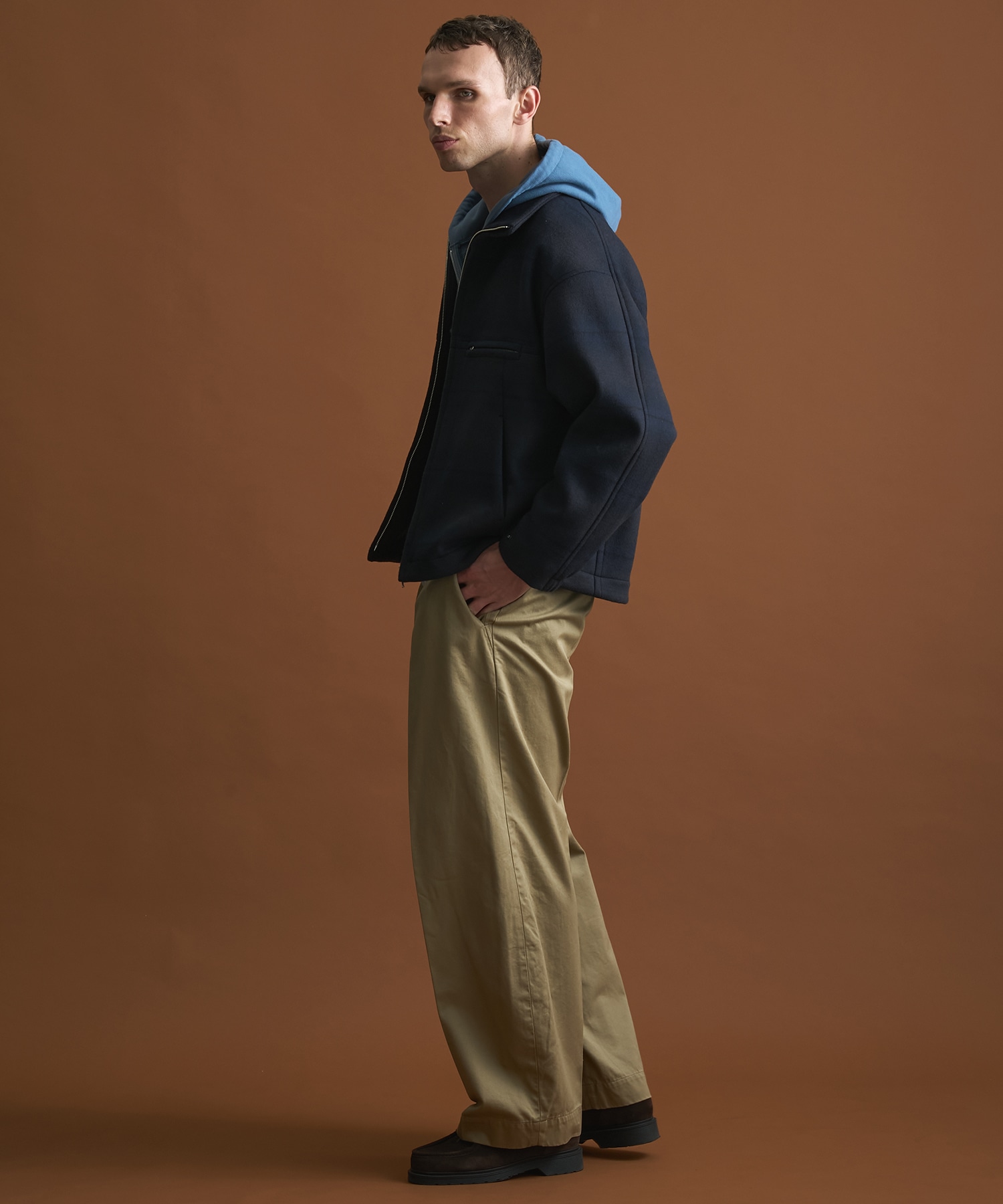 Super140s メルトンスタンドジップブルゾン