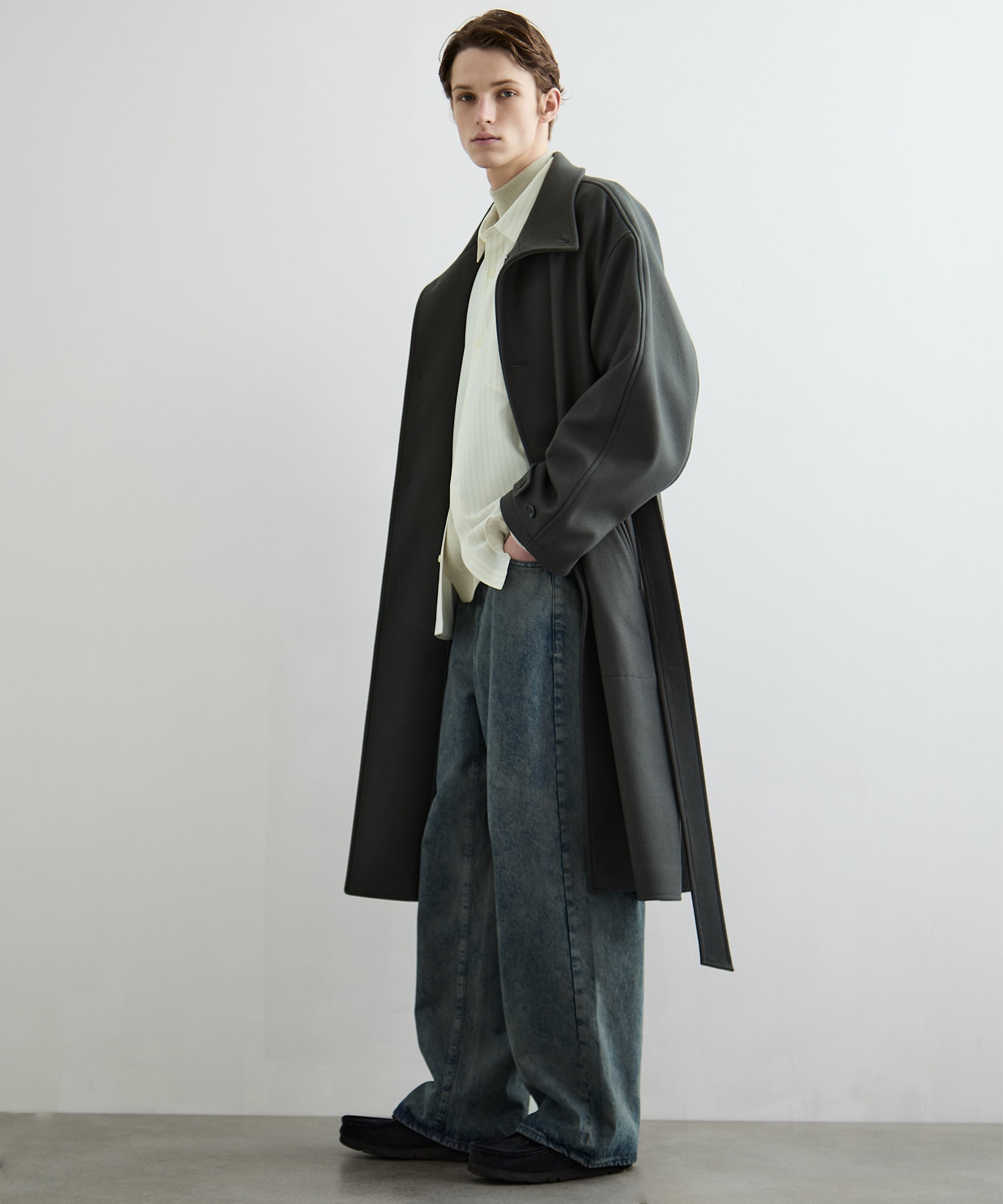 Super140sメルトンスタンドコート