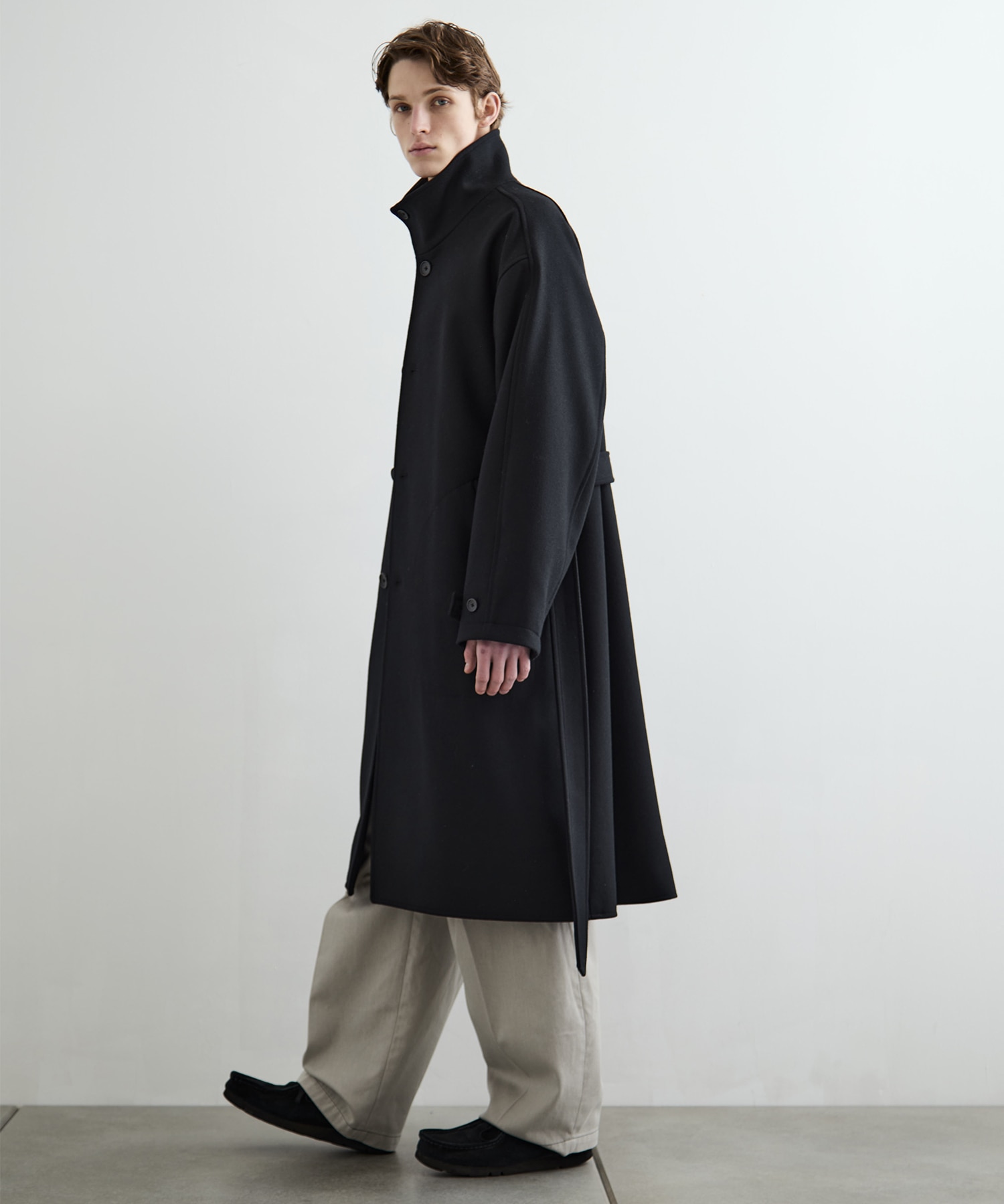 Super140sメルトンスタンドコート