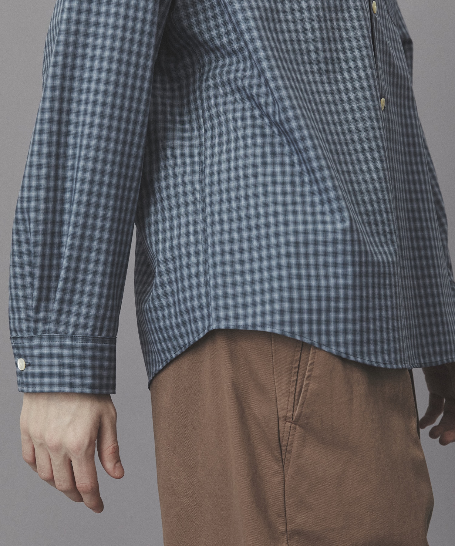 オンブレチェックレーヨンシャツ