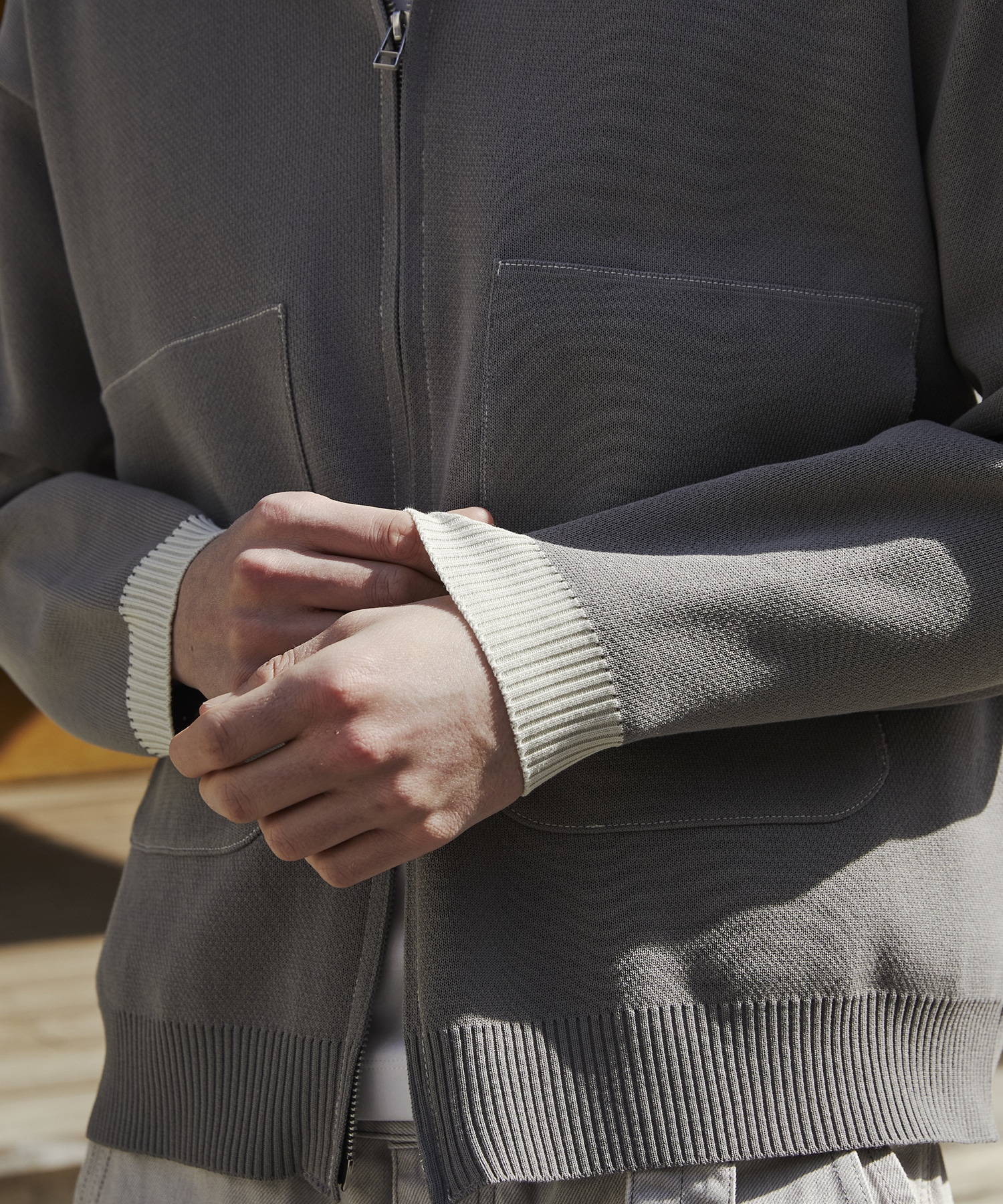 ジップビッグポケットポロカーデ