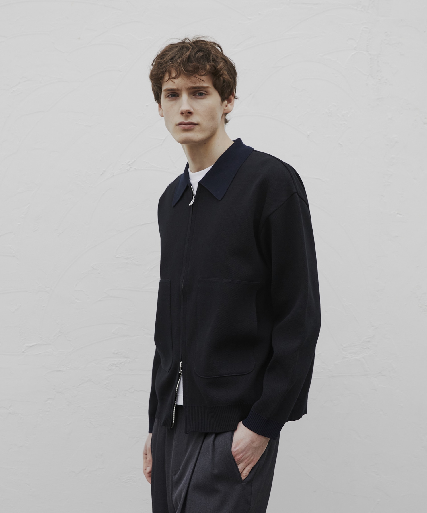 ジップビッグポケットポロカーデ