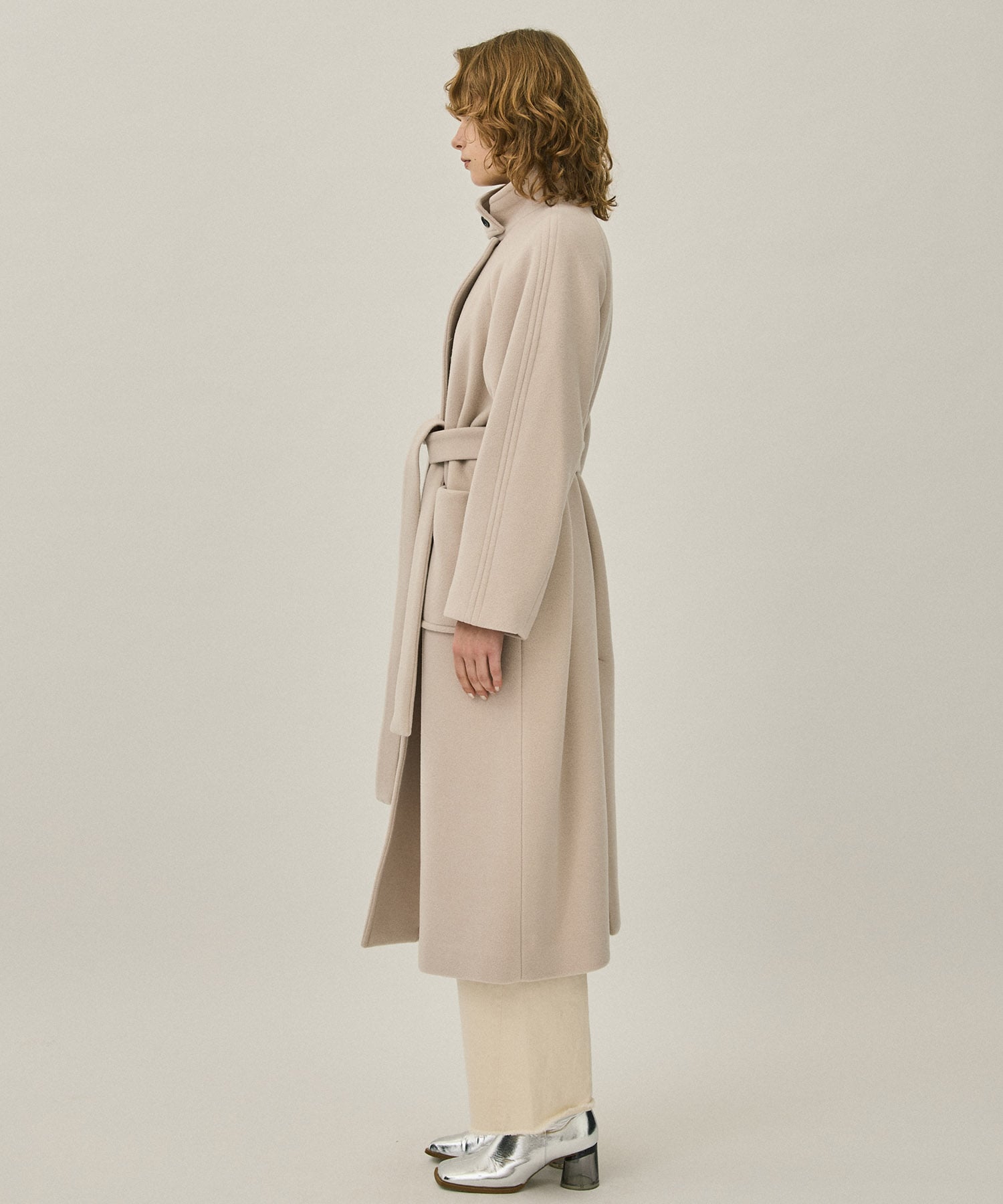 1 162551001066 COAT IVORY S140 S140ダブルベロアスタンドコート