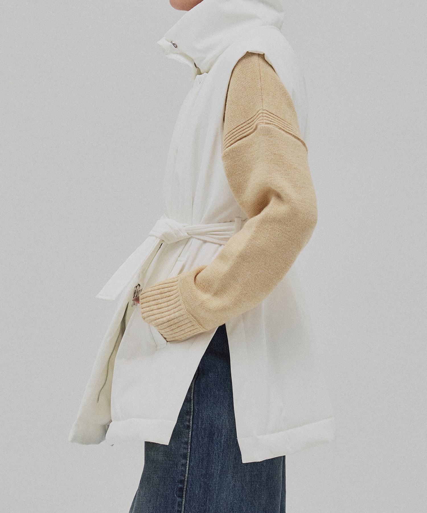 キルティングスタンドカラージレ