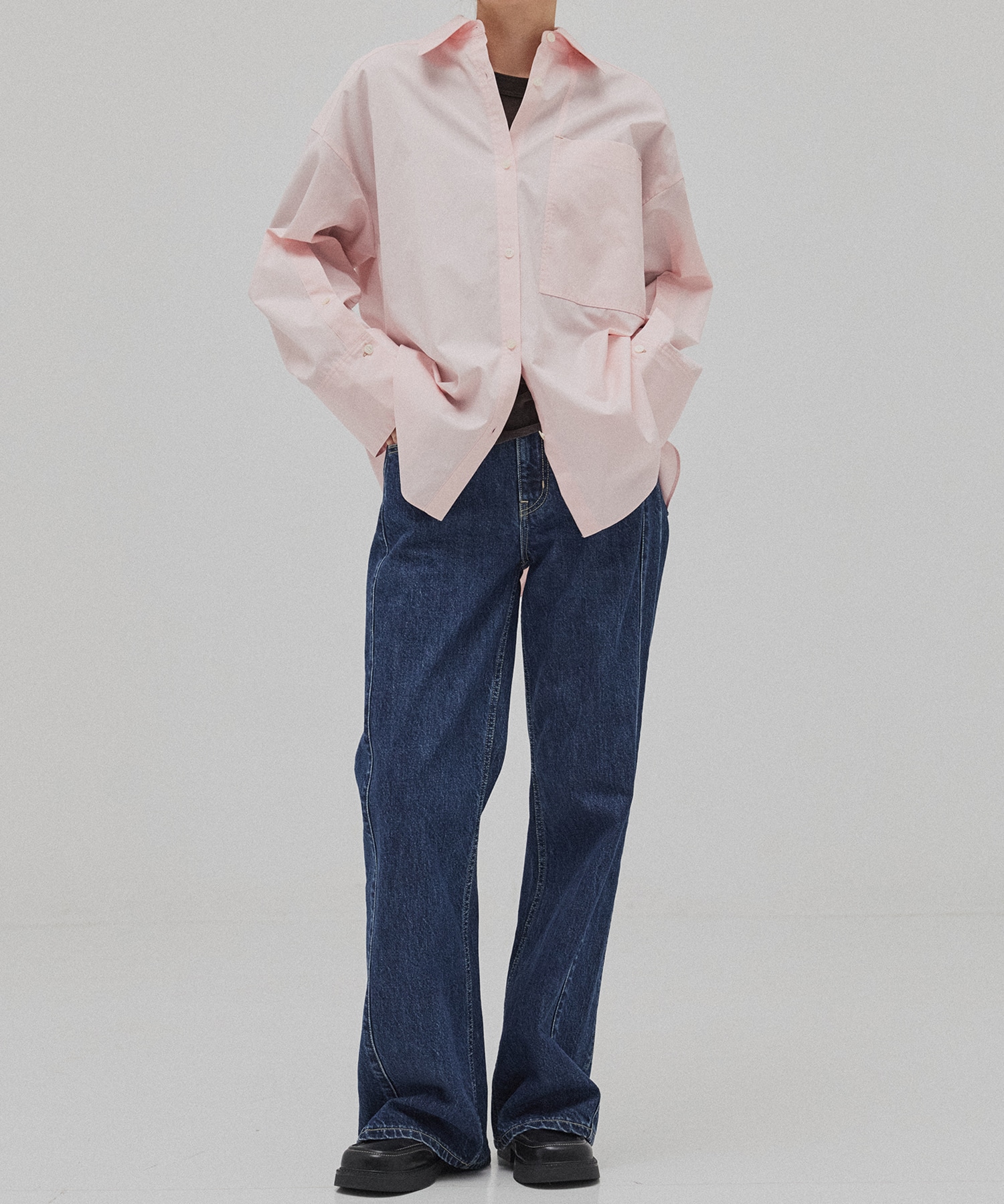 ビッグポケットラウンドシャツ