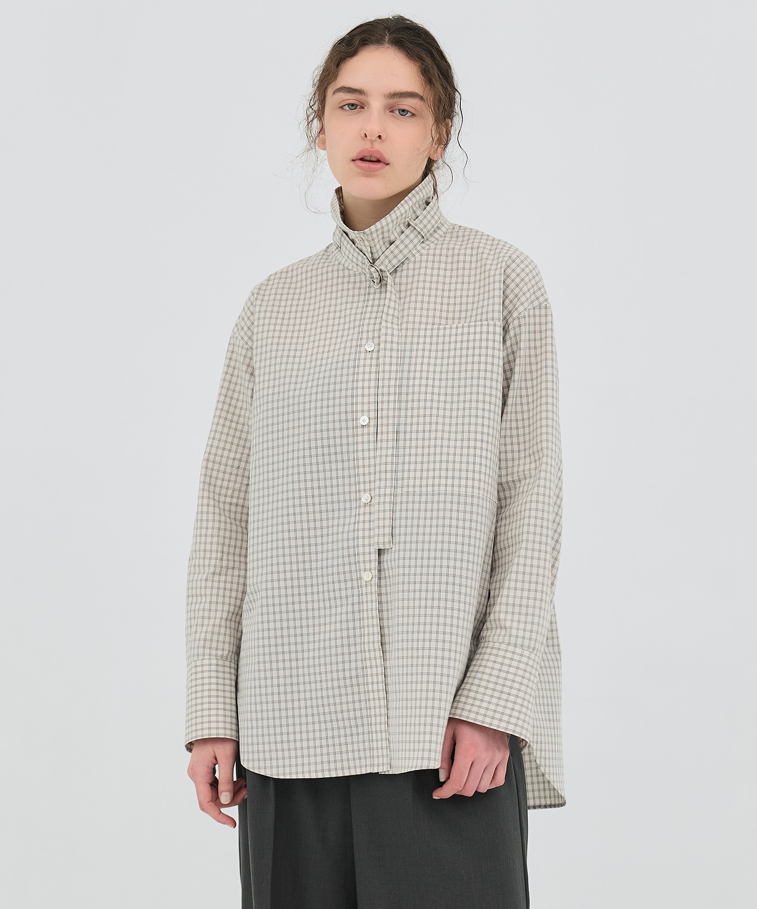 ミニチェックスタンドカラーシャツ