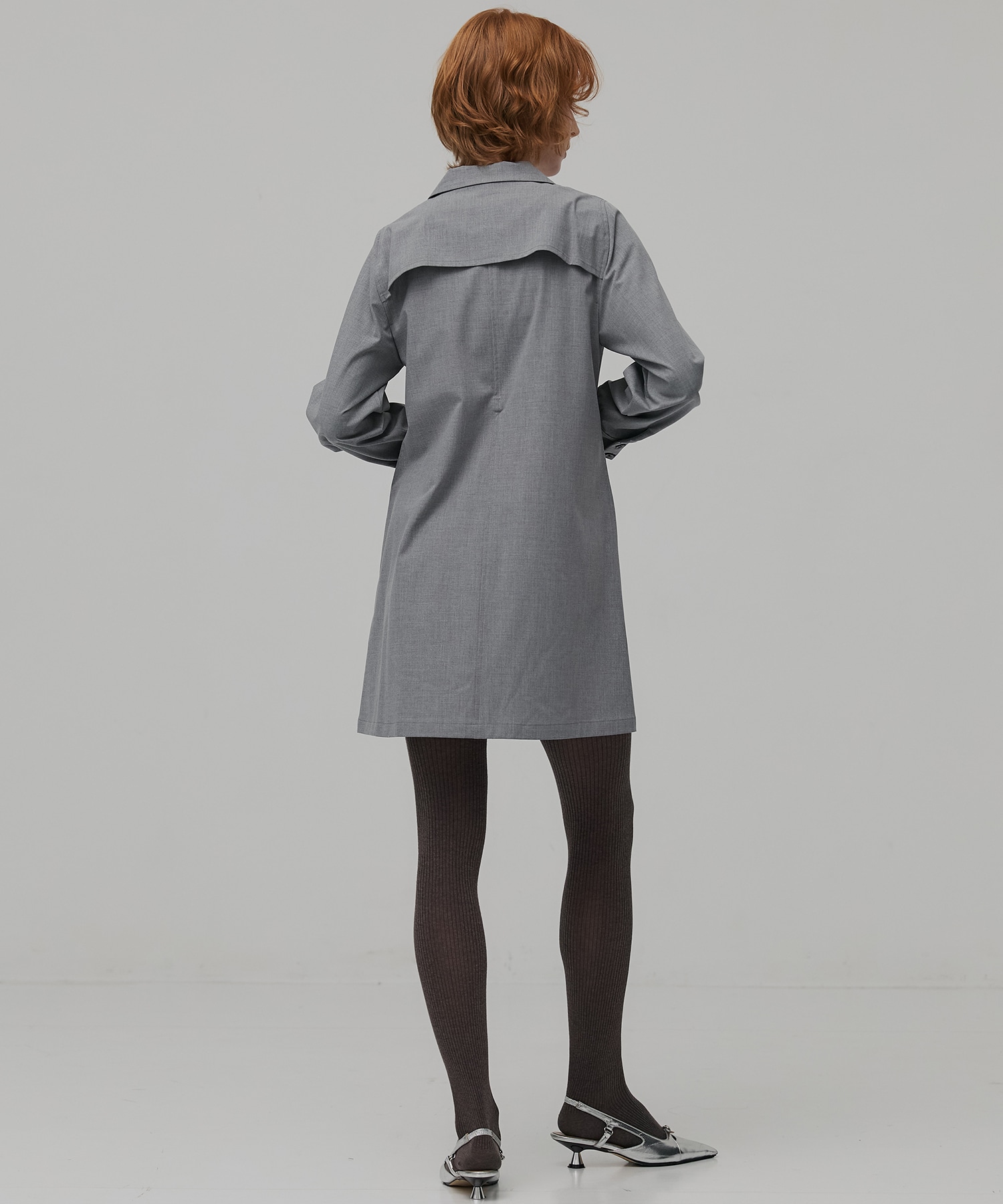 オープンカラーミニシャツワンピ