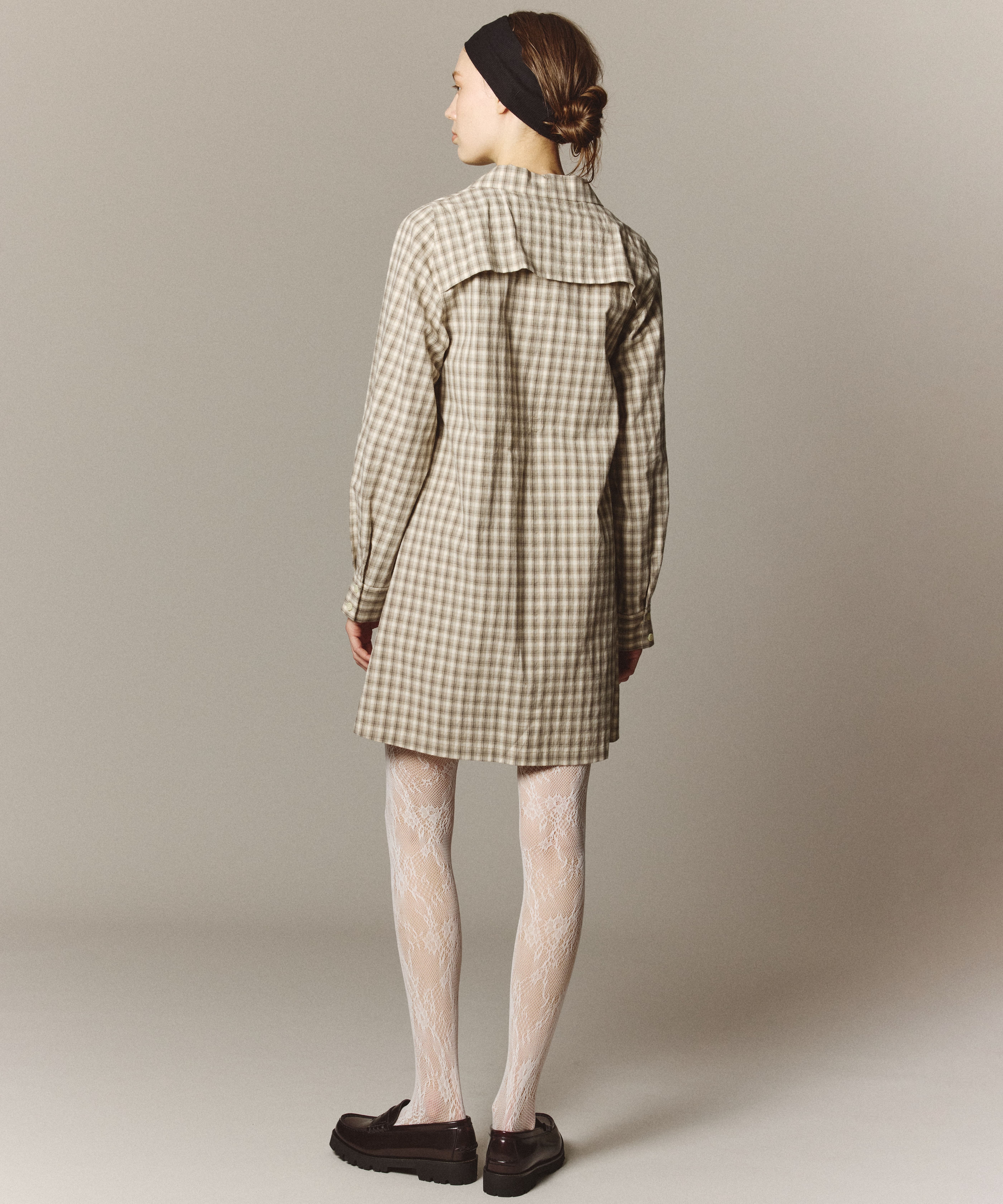 オープンカラーミニシャツワンピ