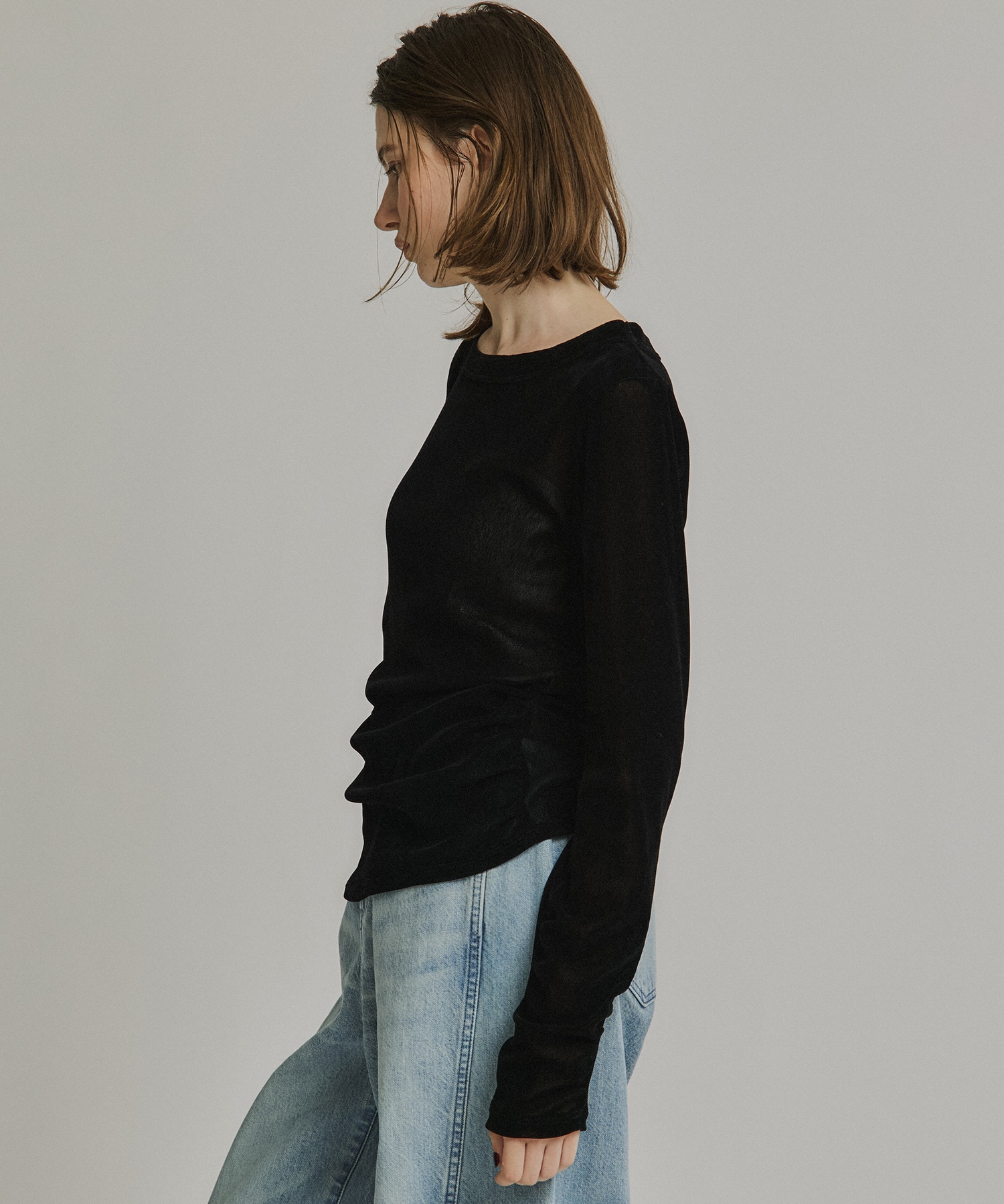 シャーリングベロアチュールスリットTOP