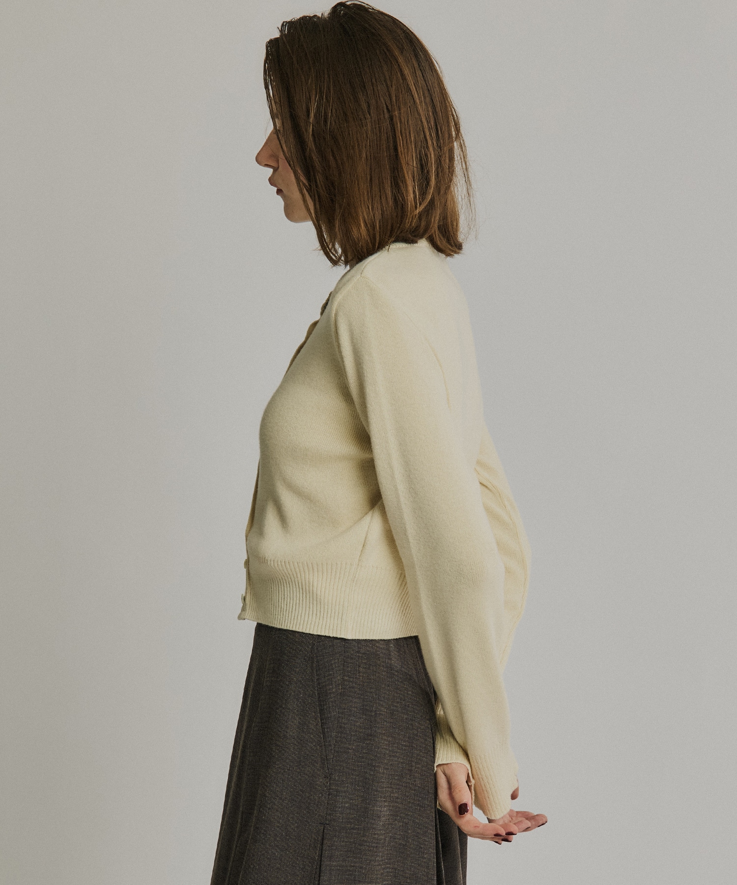 コットンカシミヤクルーカーデ