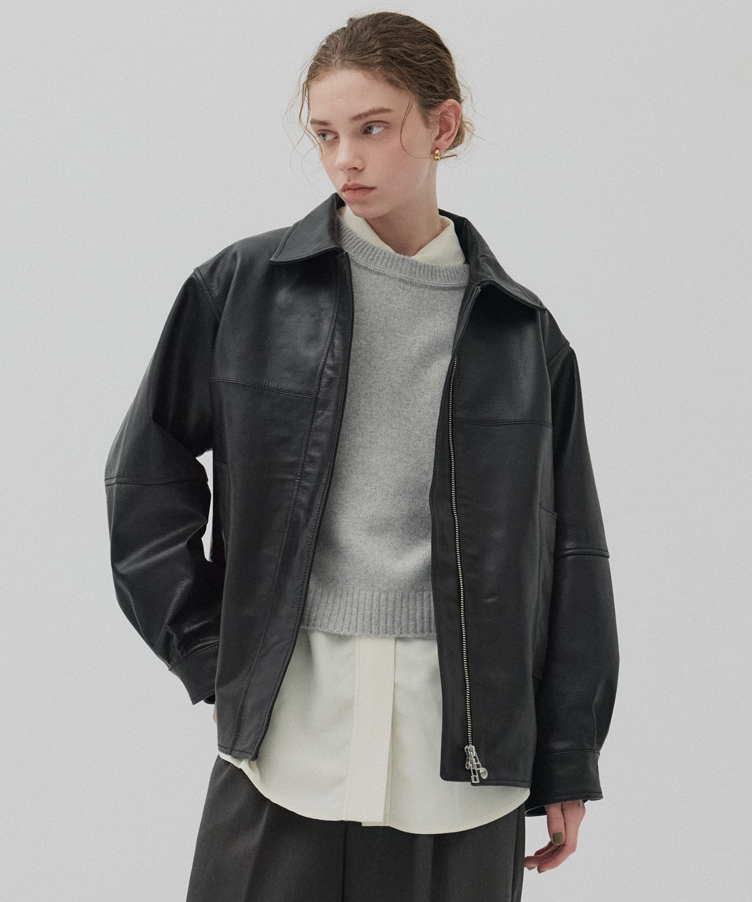 カーフレザーボクシージャケット