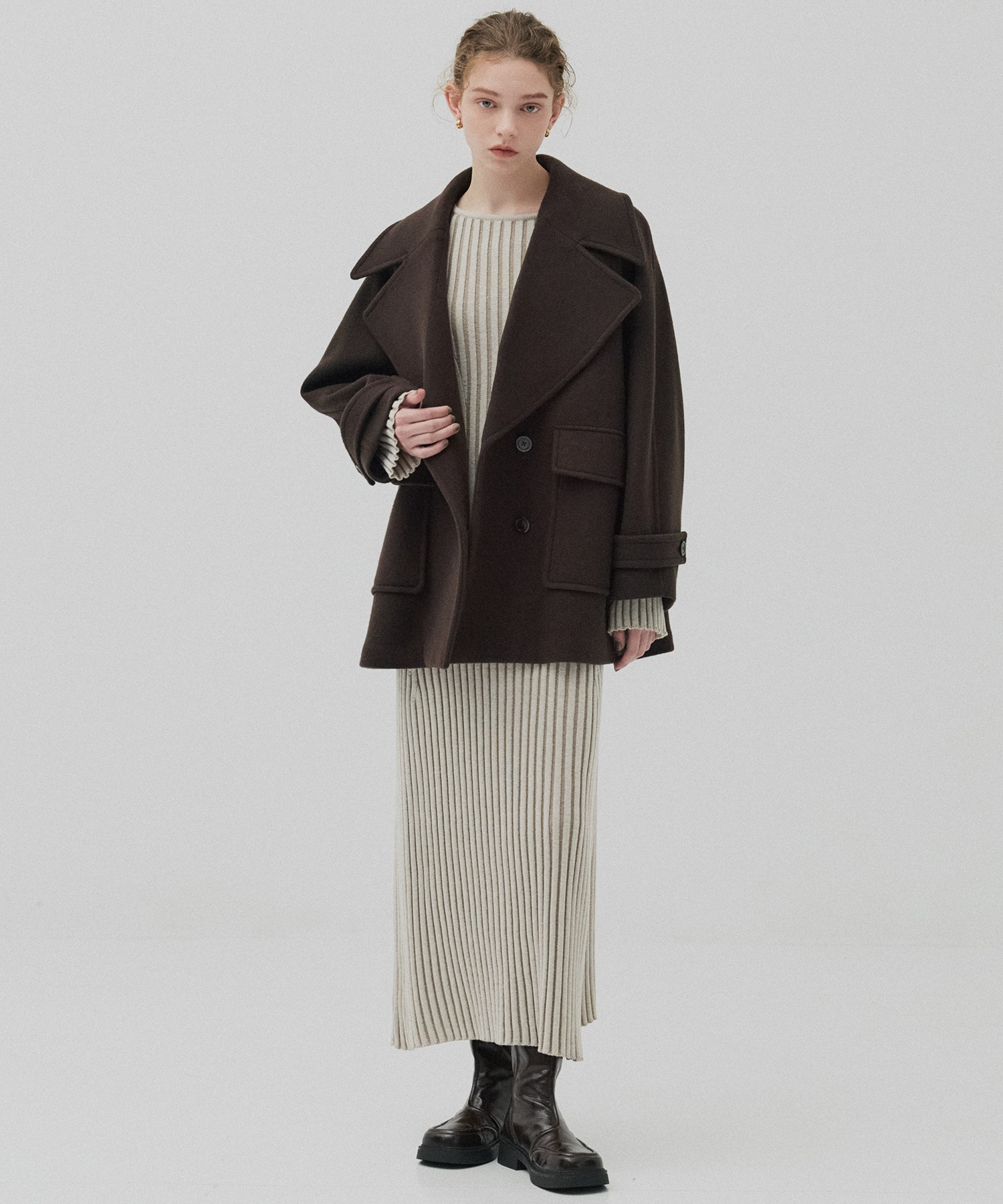 フレアリブニットワンピース