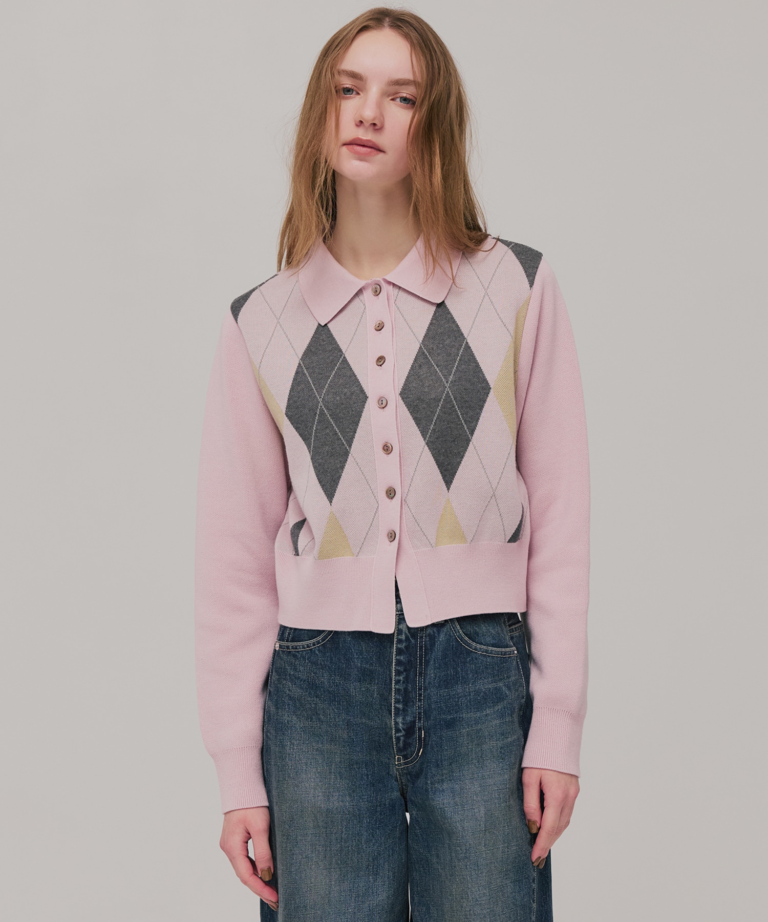 アーガイルショートカーディガン