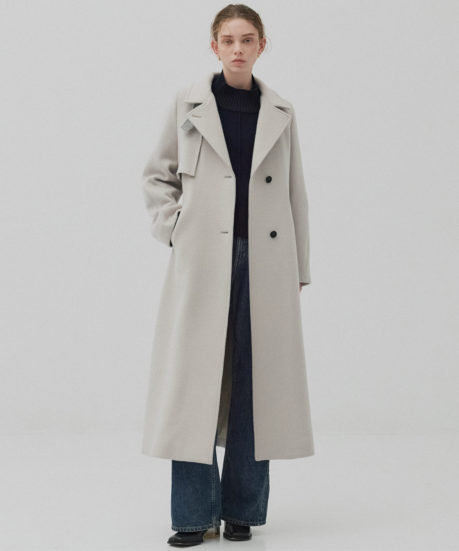 SUPER140アシメオーバーヨークコート