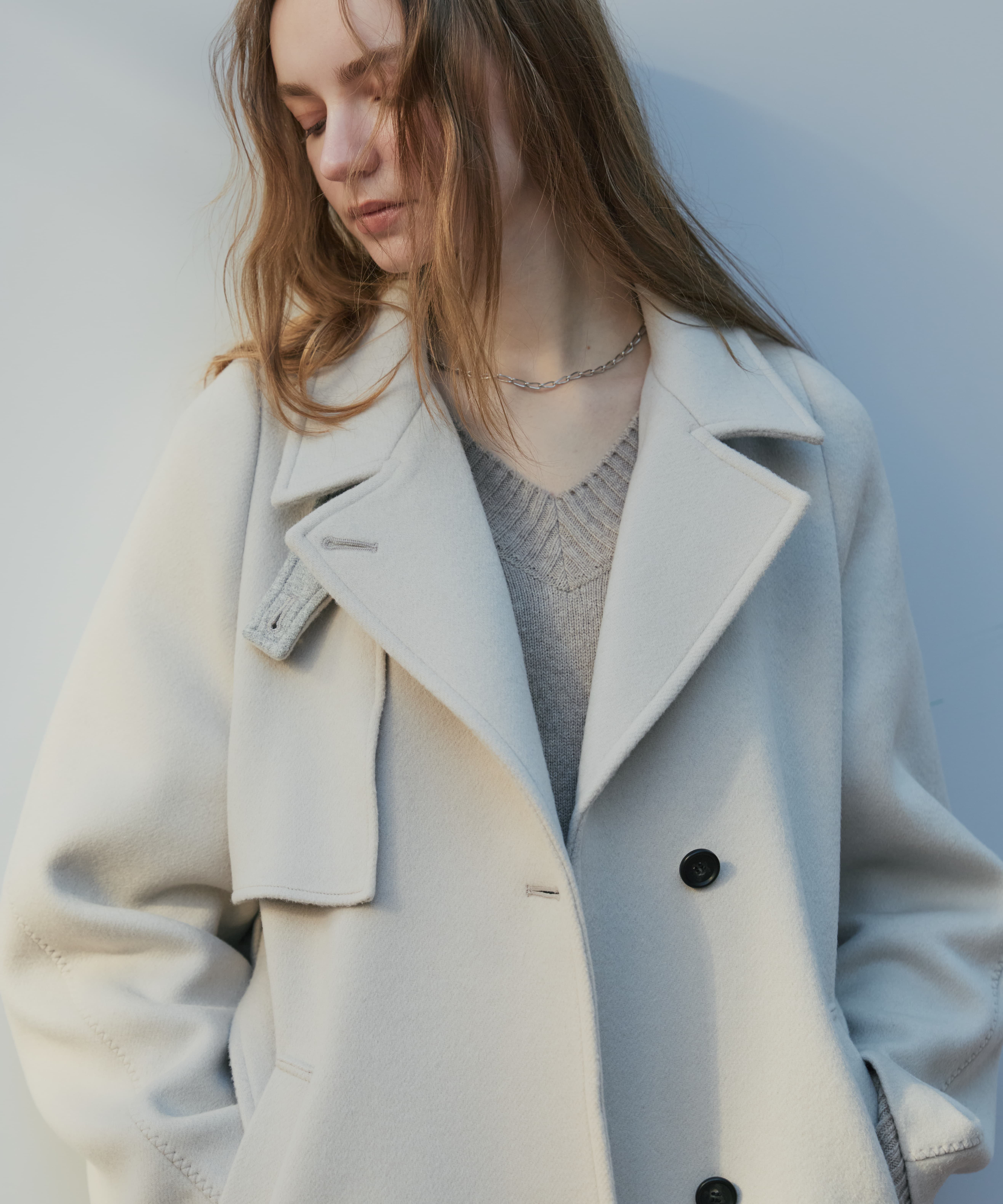 SUPER140アシメオーバーヨークコート