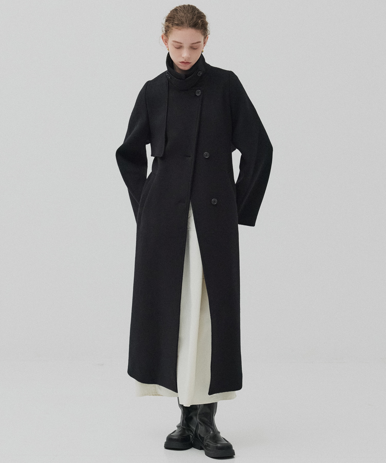 SUPER140アシメオーバーヨークコート