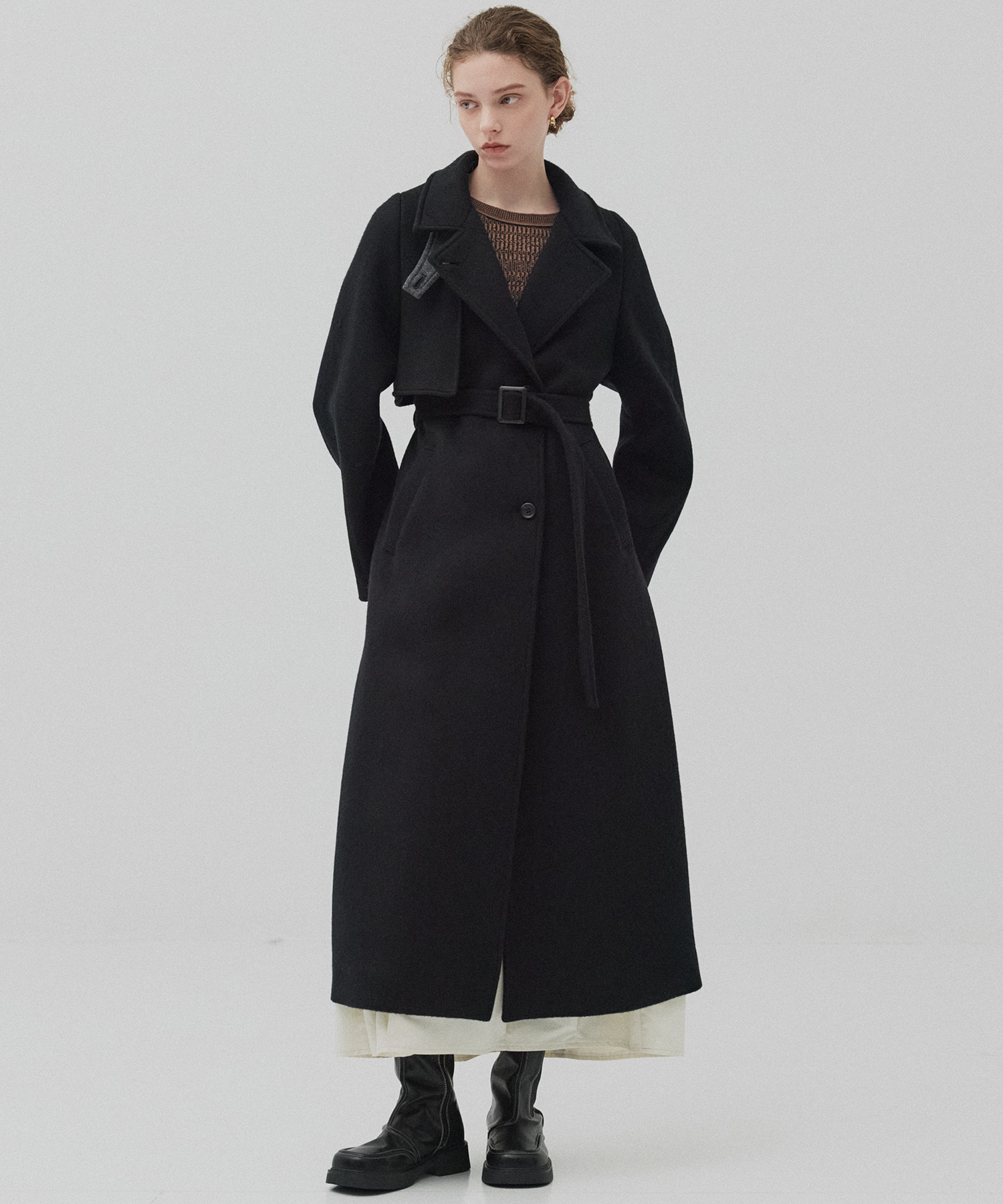 SUPER140アシメオーバーヨークコート