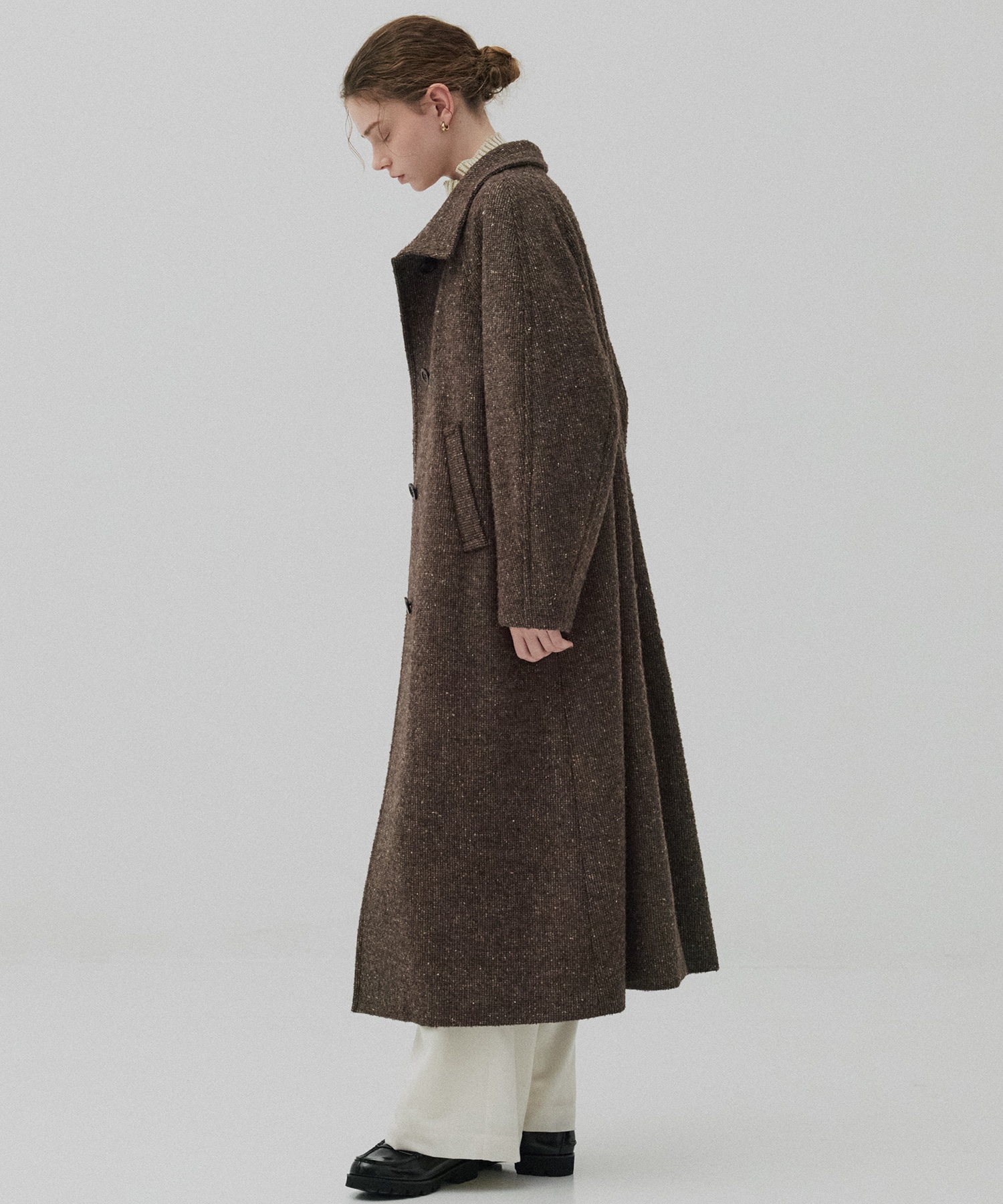 ツイードスタンドカラーコート