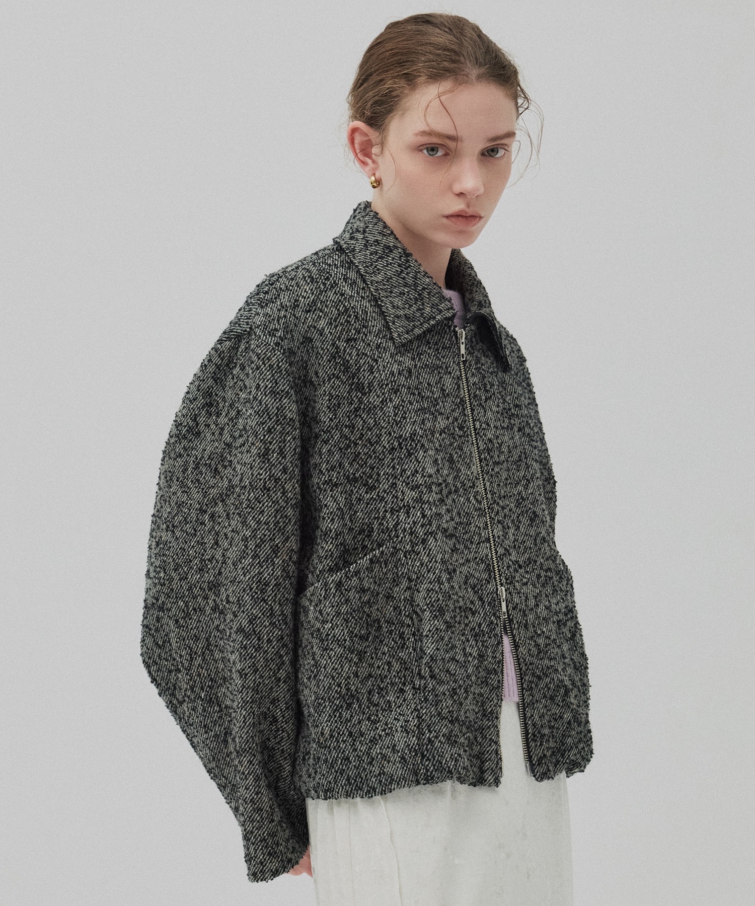 ウールジップタックショートコート